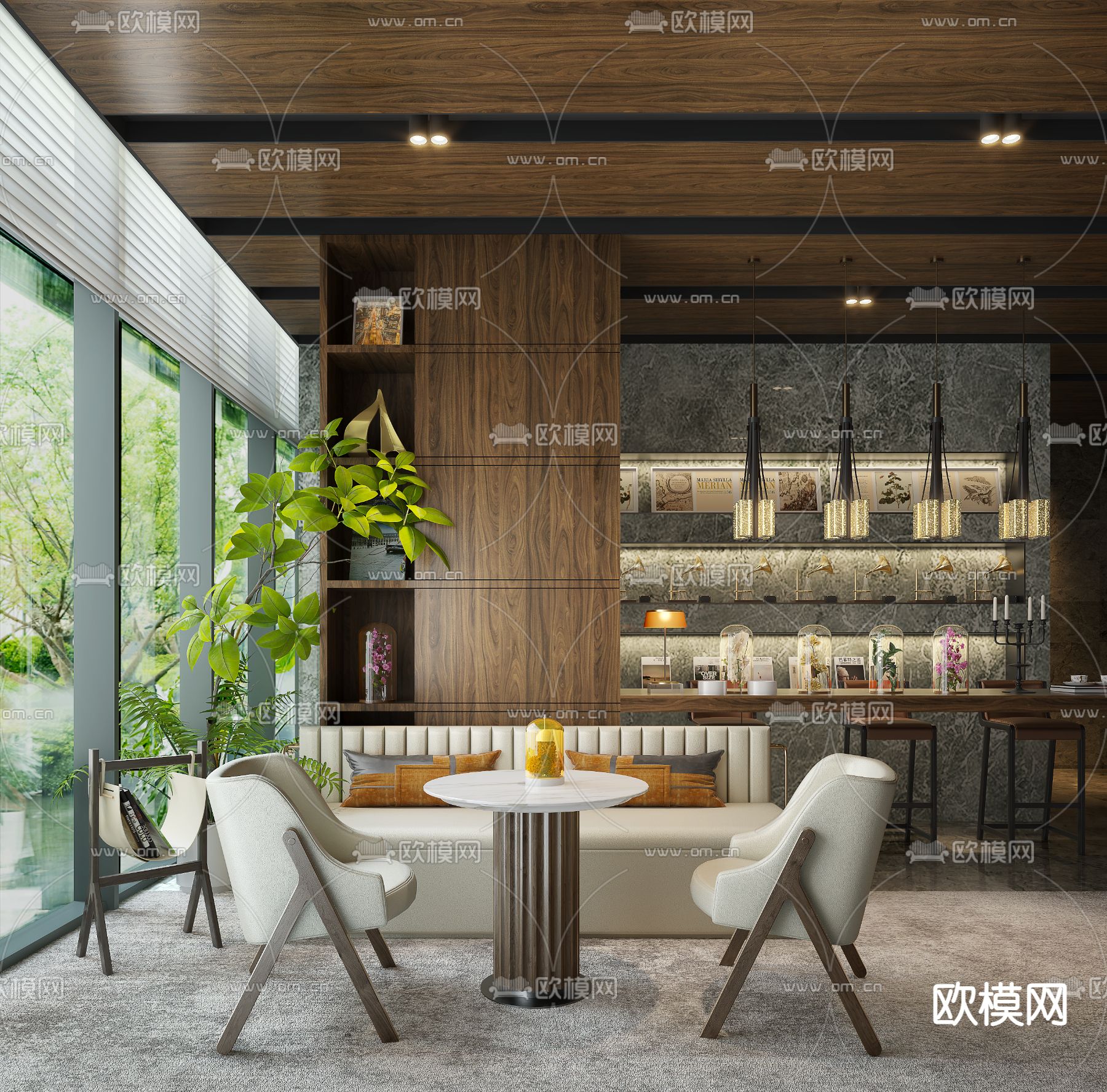 春山秋水 现代售楼处洽谈区3d模型