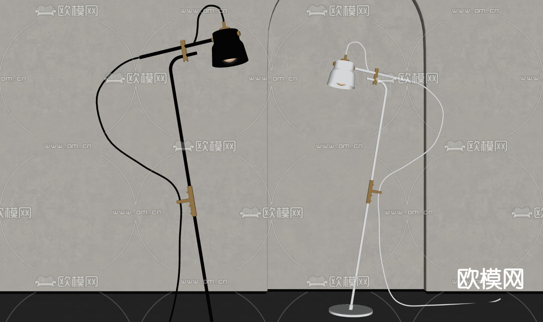 现代极简落地灯su模型下载（渲染图2）