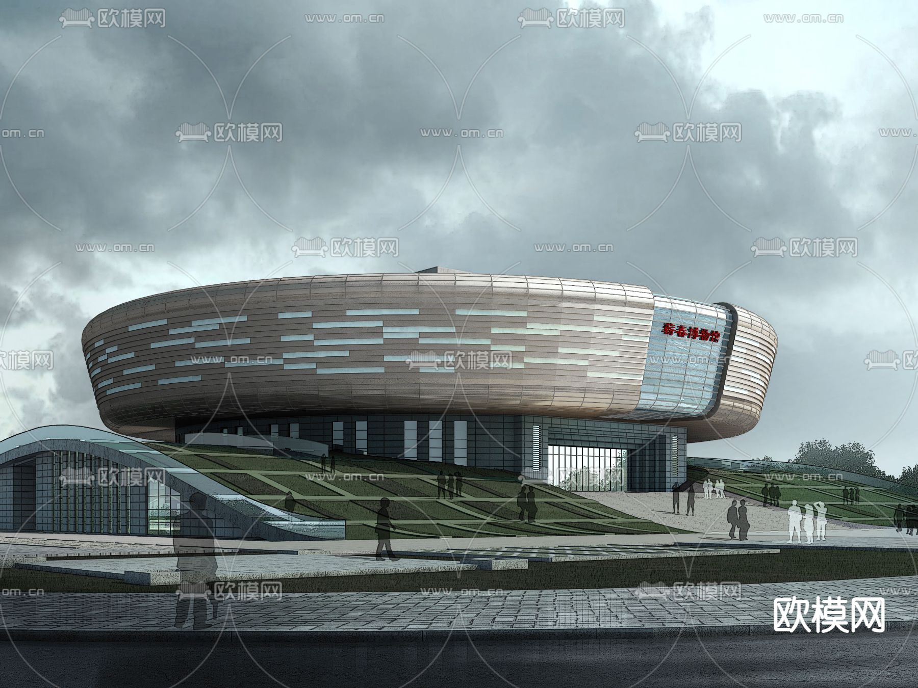 现代圆形体育馆su模型