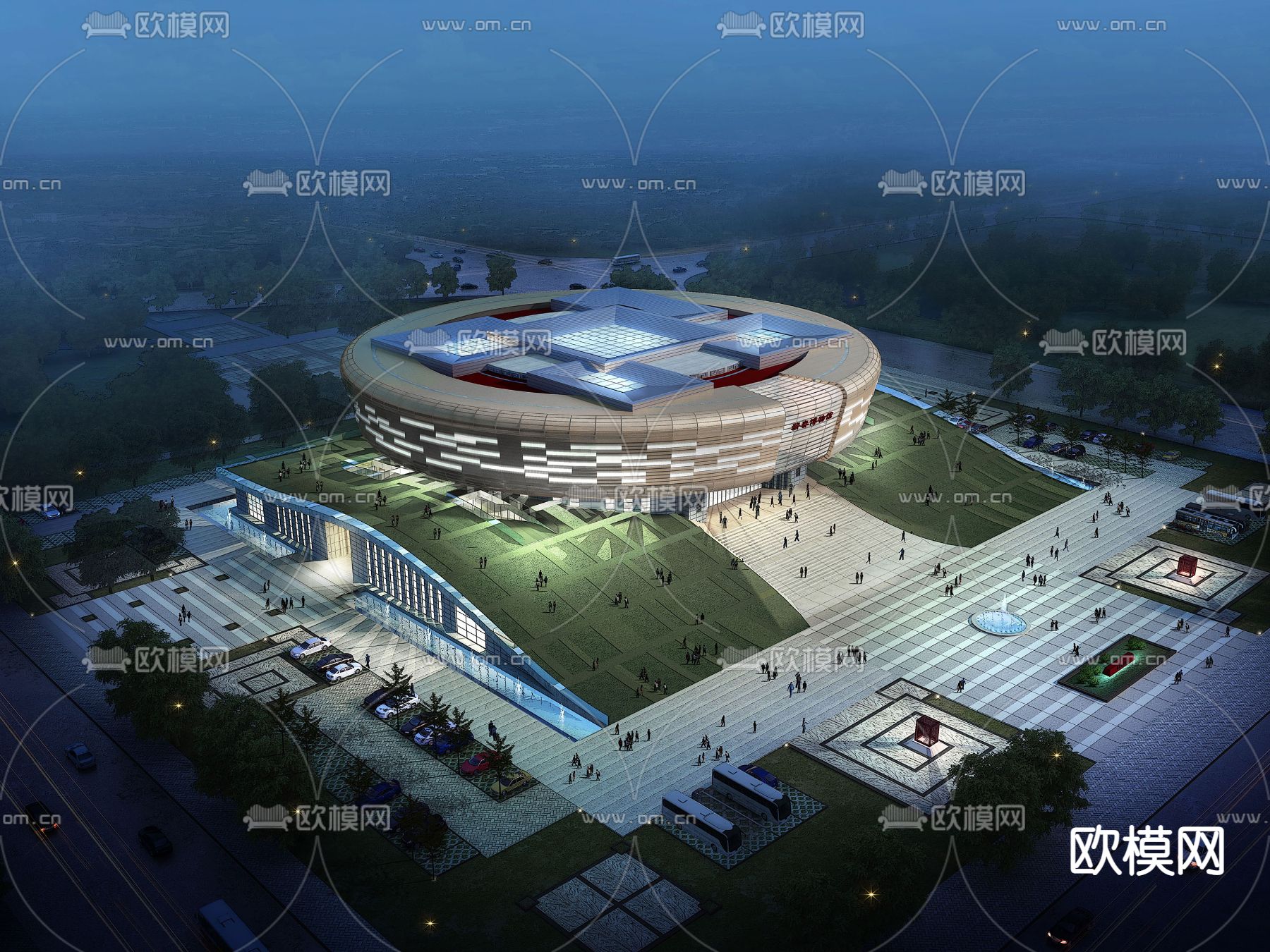 现代圆形体育馆su模型