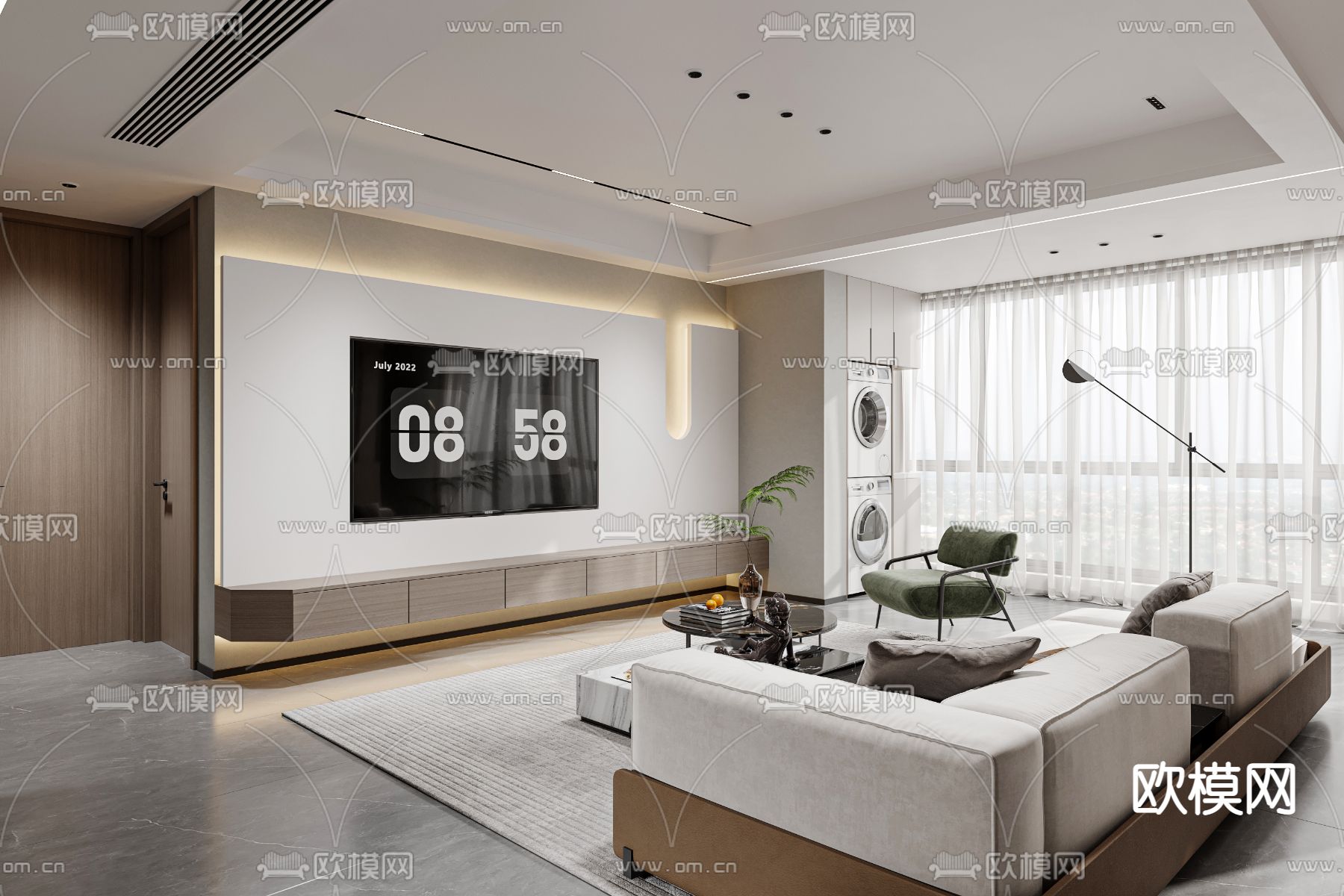 现代客餐厅3d模型下载（渲染图7）