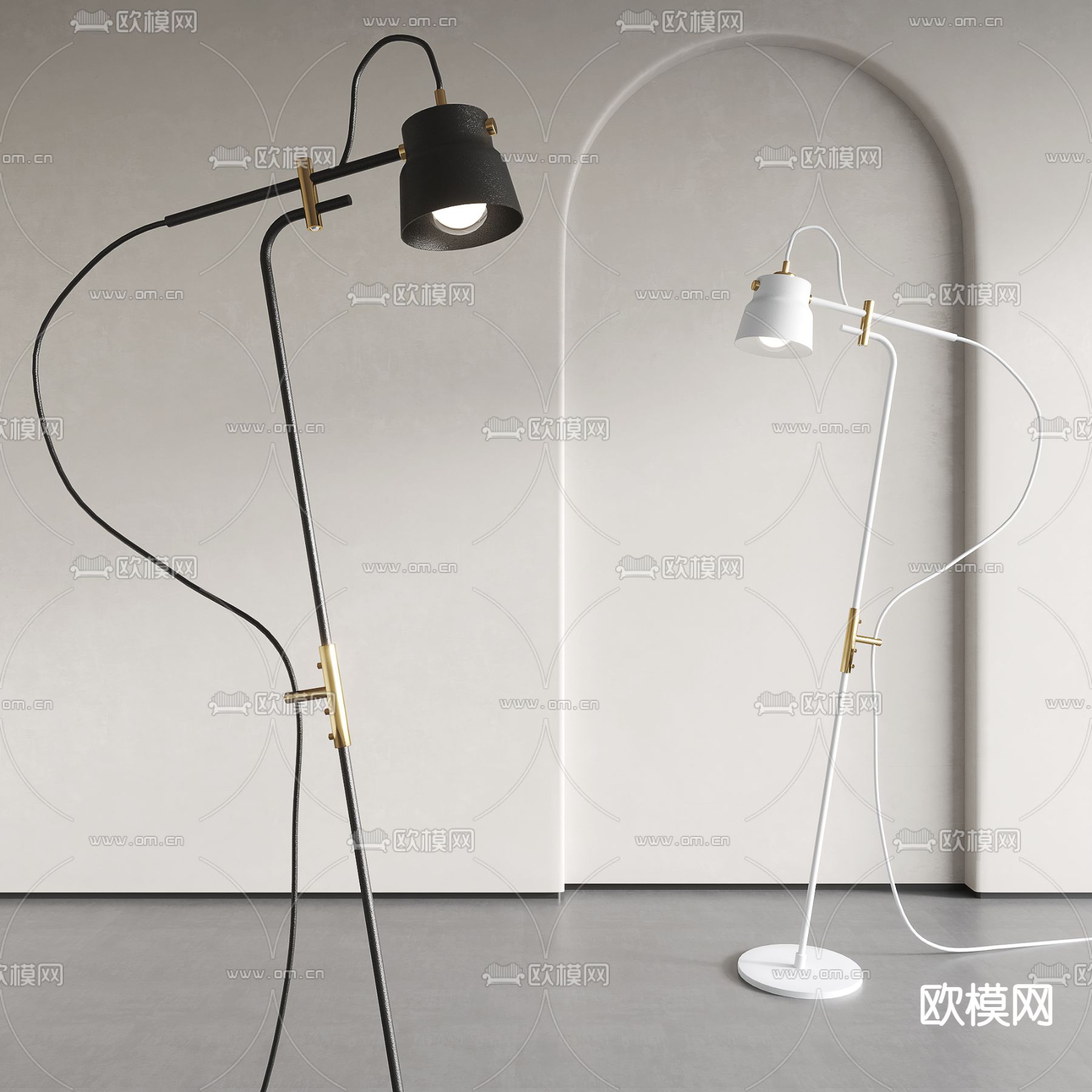 现代极简落地灯su模型下载（渲染图1）