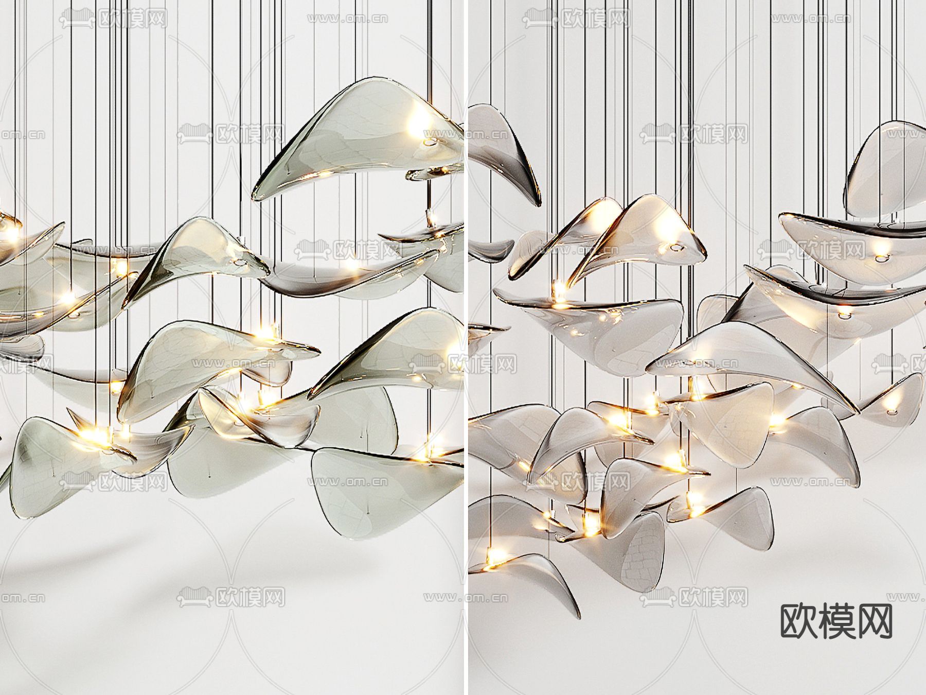 现代玻璃装饰吊灯su模型下载（渲染图5）