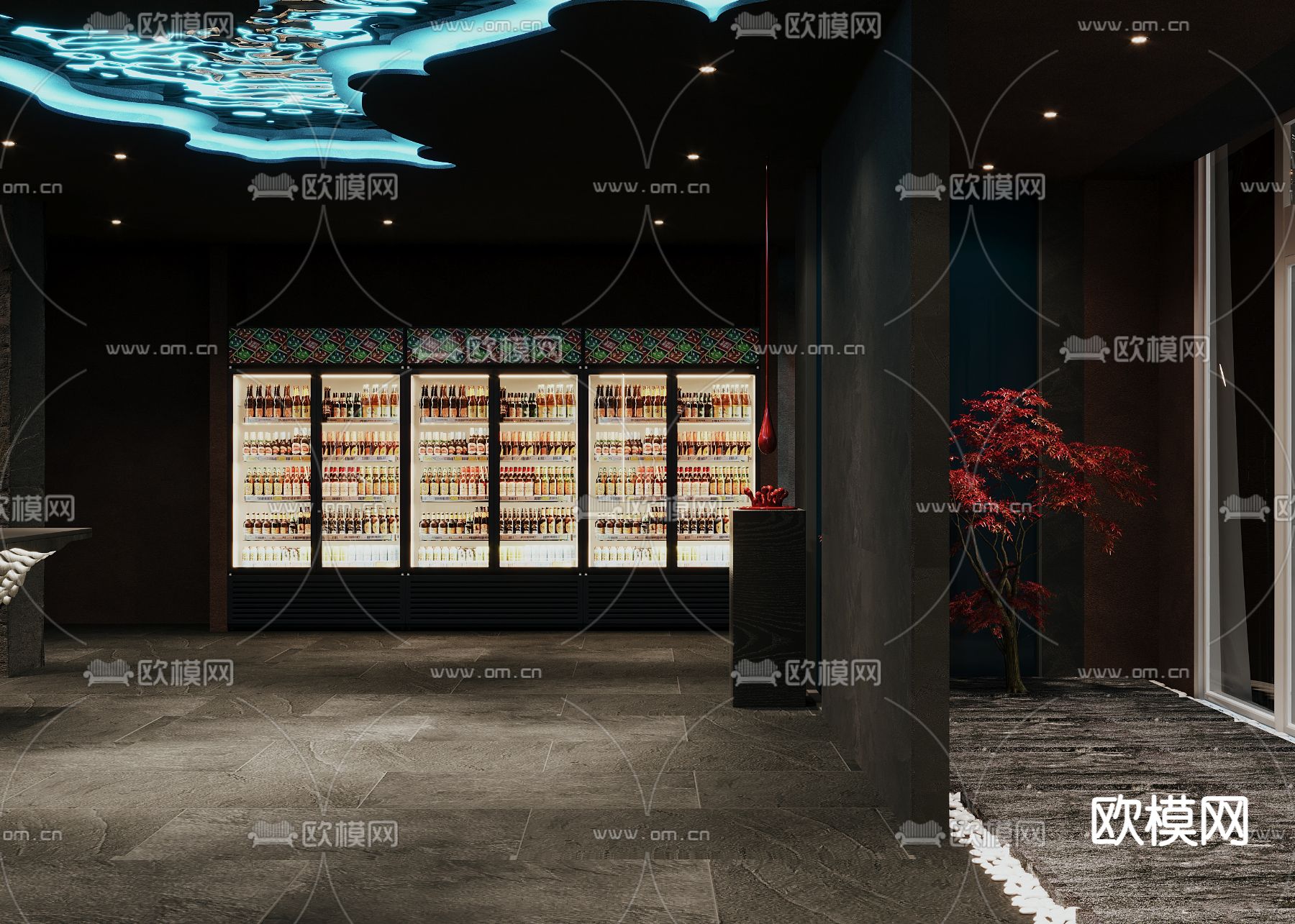 新中式中餐厅3d模型下载（渲染图6）