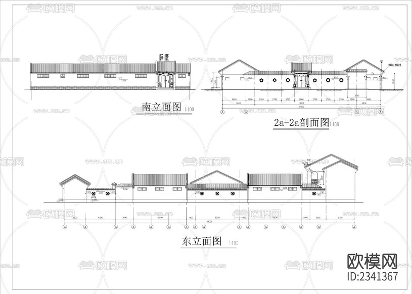 10.四合院建筑設(shè)計CAD施工圖下載(渲染圖2)