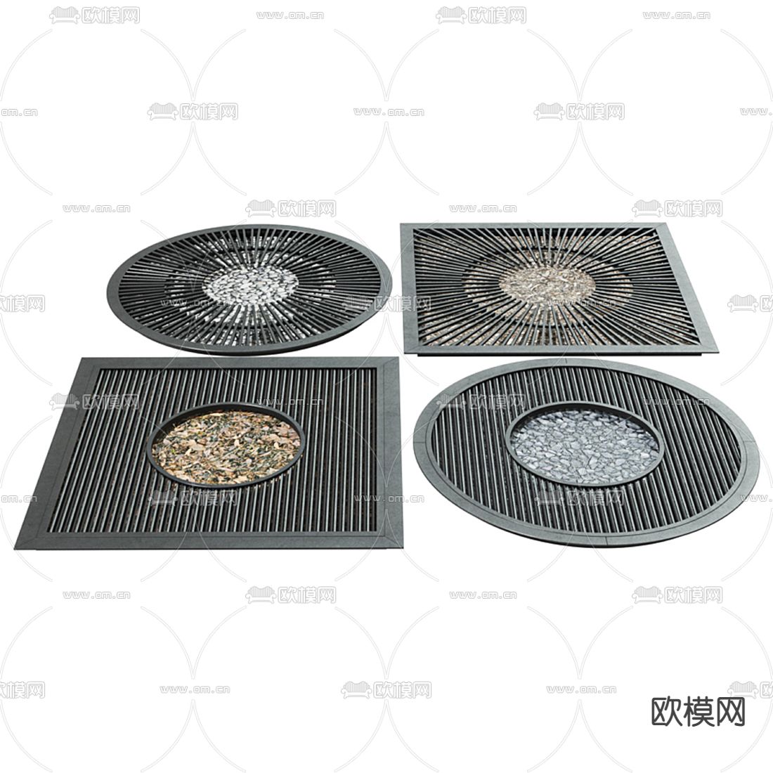 现代户外石头 石子景观小品3d模型下载（渲染图2）