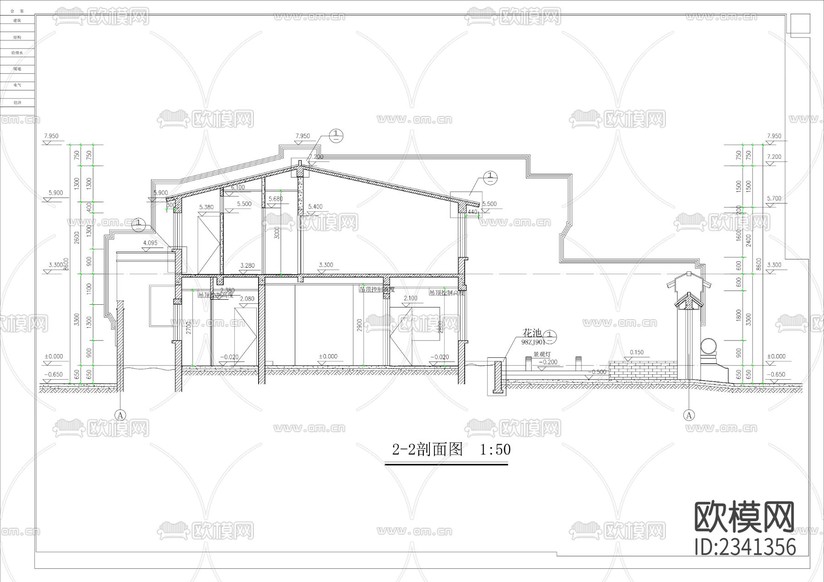四合院建筑設(shè)計CAD施工圖下載(渲染圖7)