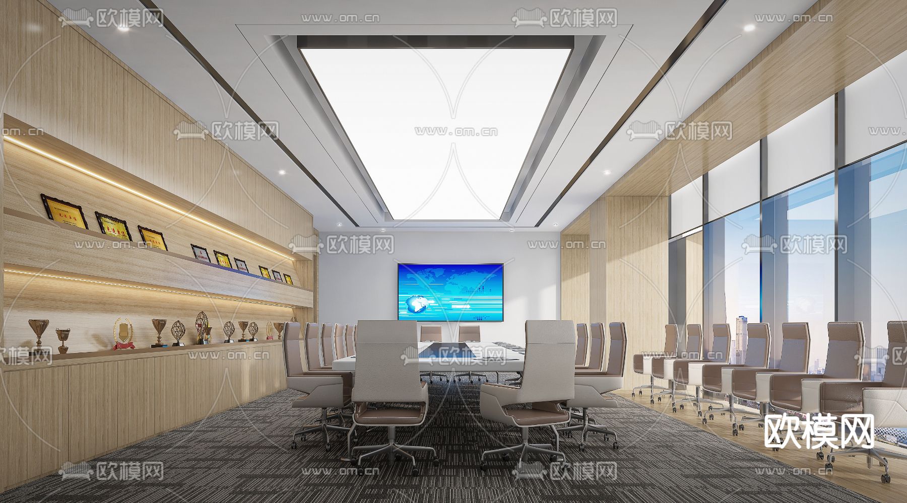 现代会议室3d模型下载