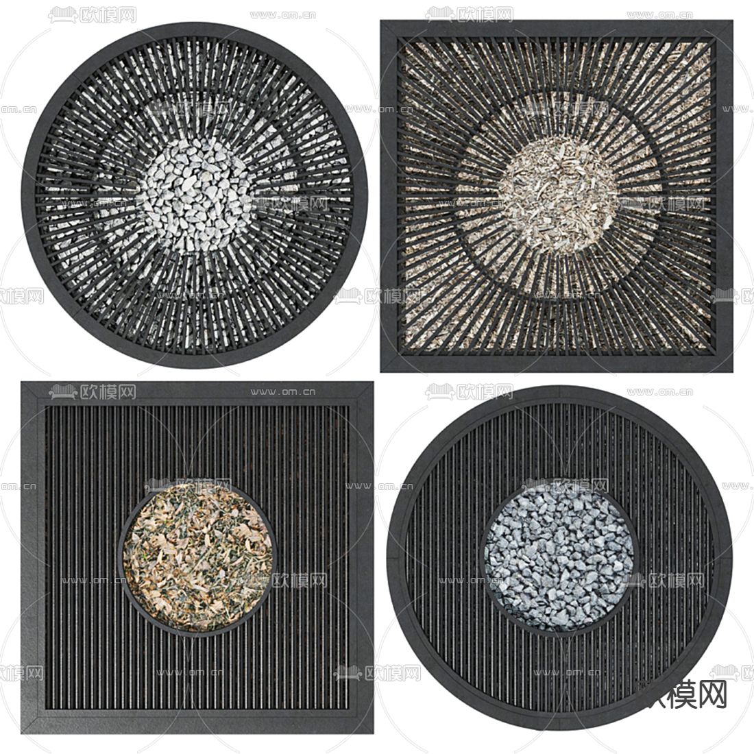 现代户外石头 石子景观小品3d模型下载（渲染图1）