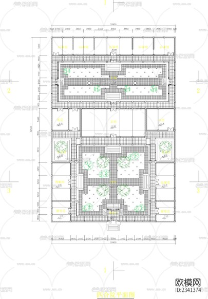 12.四合院建筑設計CAD施工圖下載(渲染圖3)