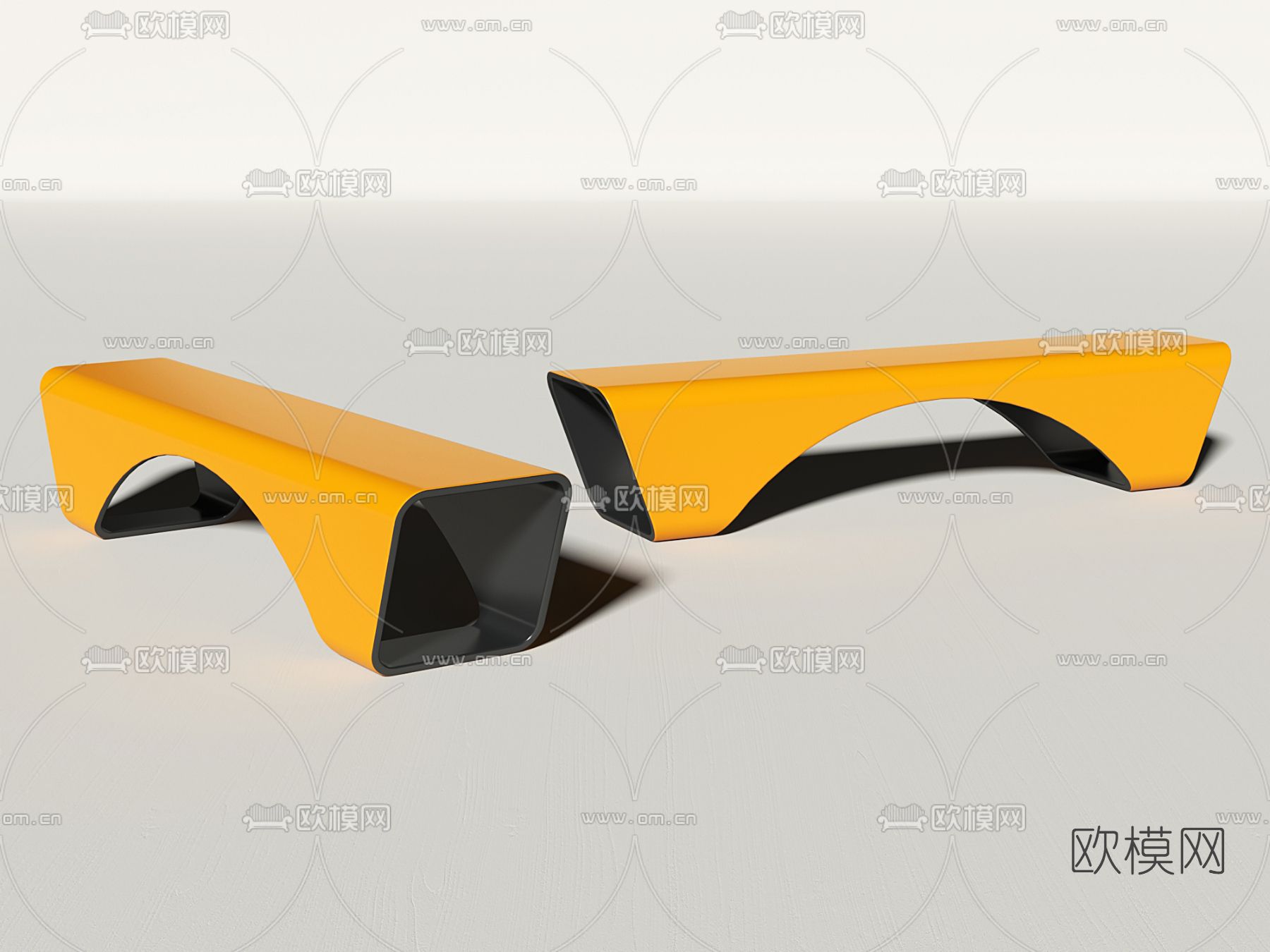现代户外长凳 公共椅3d模型下载（渲染图3）