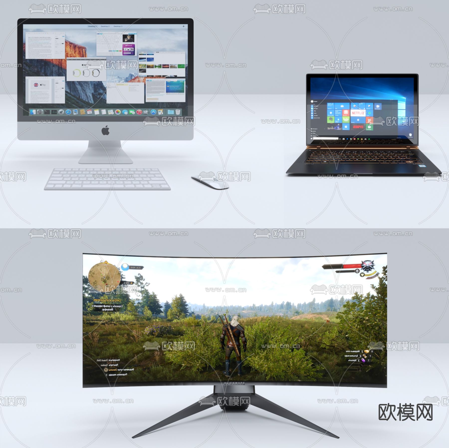 台式电脑 笔记本电脑 鼠标3d模型