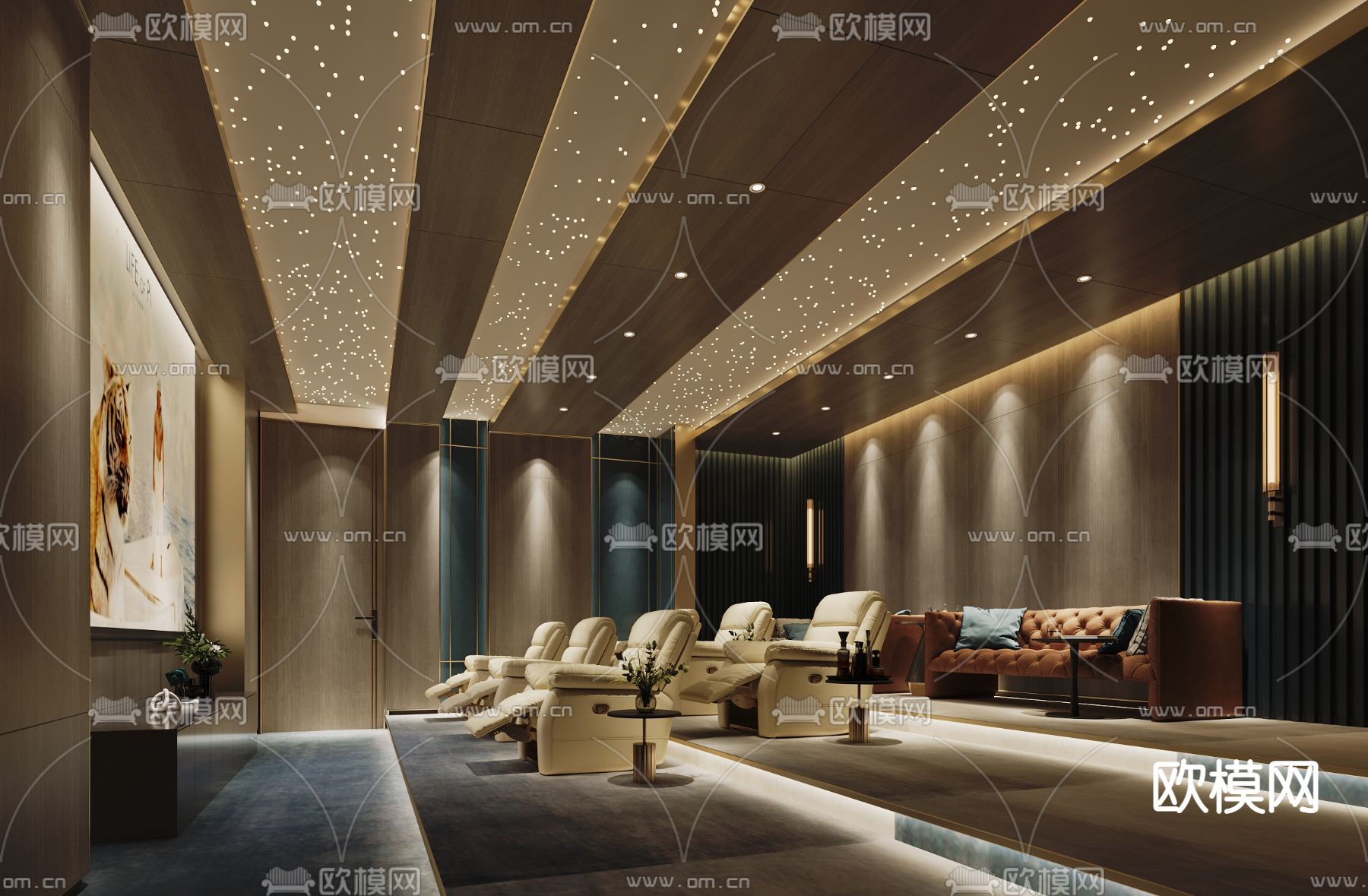 现代影视厅 视听室3d模型下载