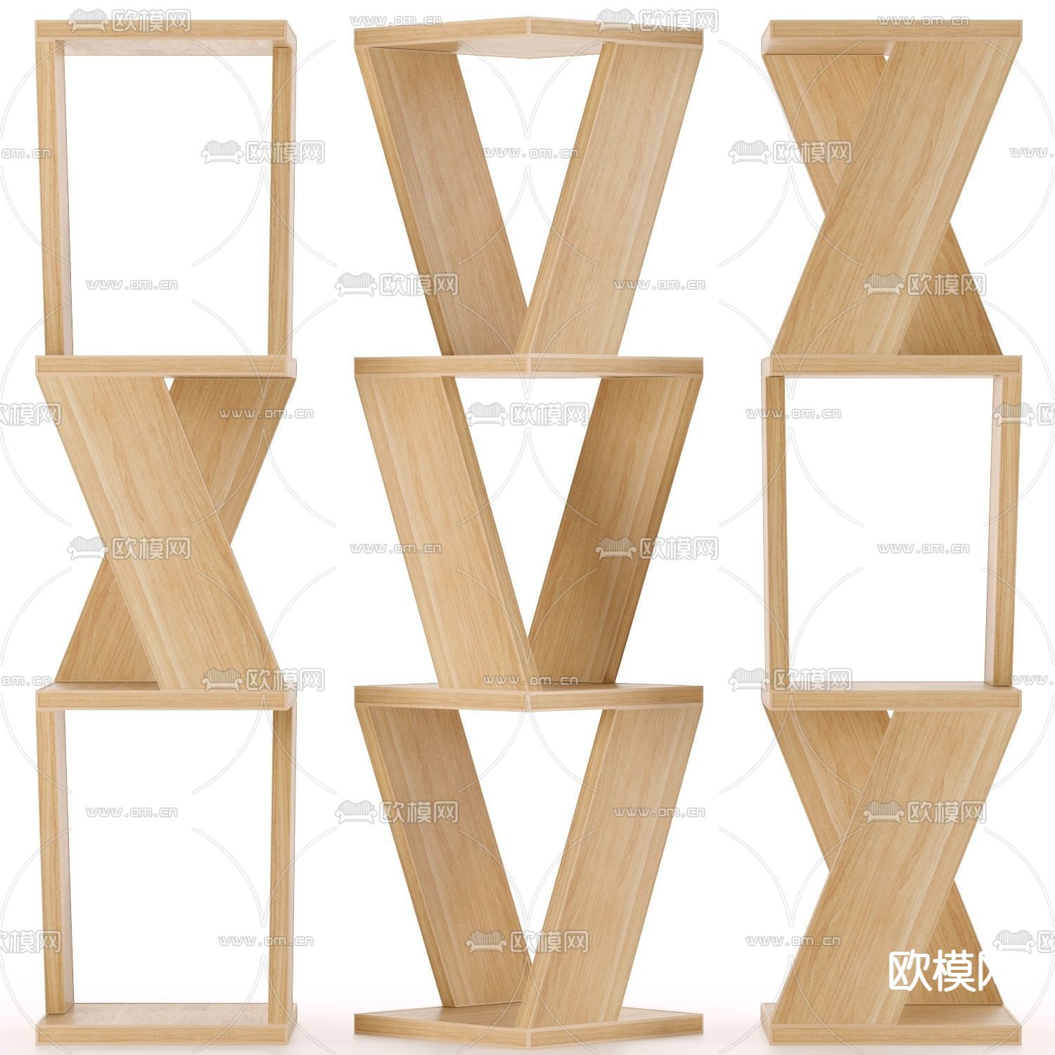 北欧简约实木艺术置物架免费3d模型下载