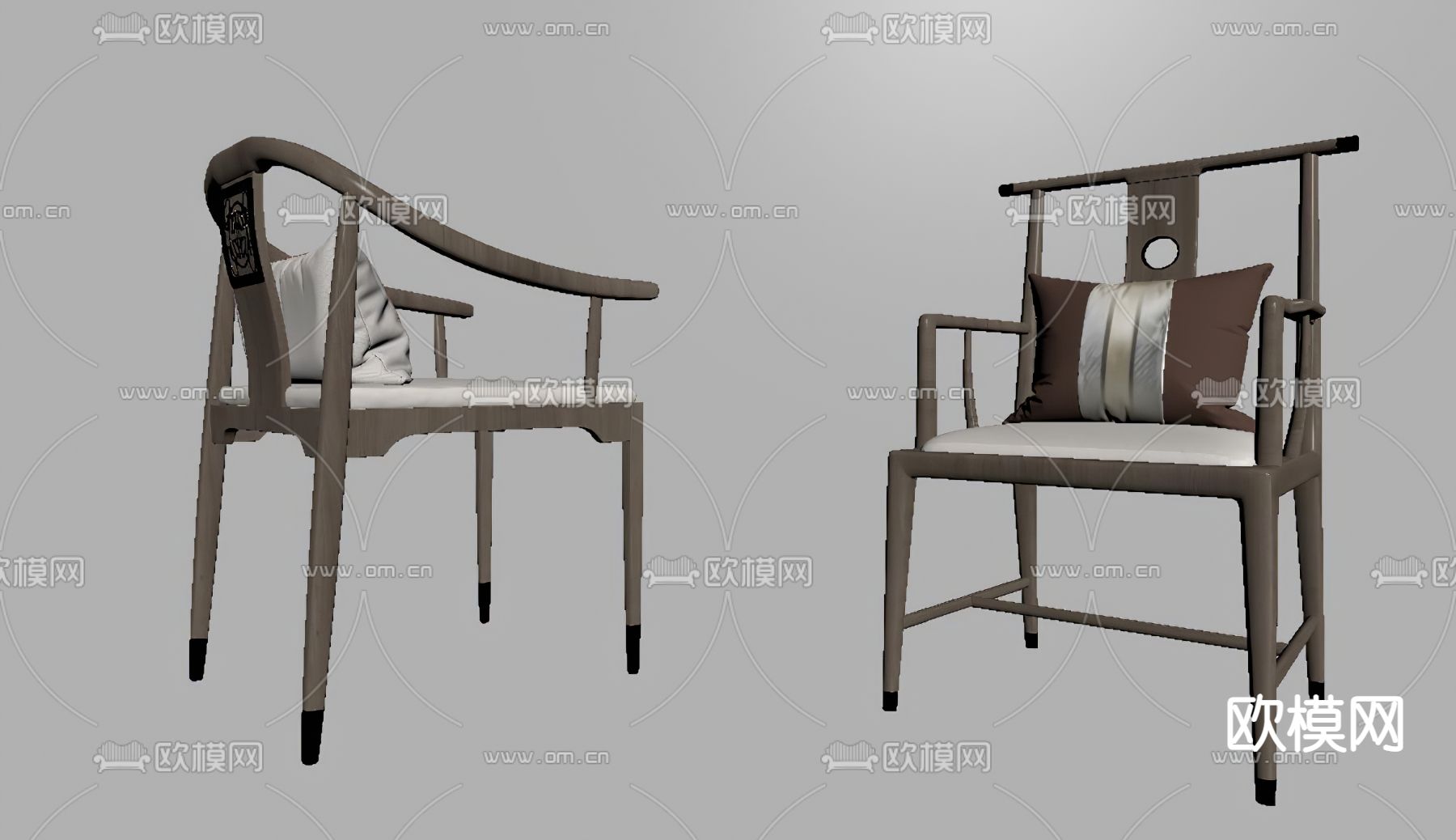 新中式餐椅 圈椅su模型下载（渲染图2）