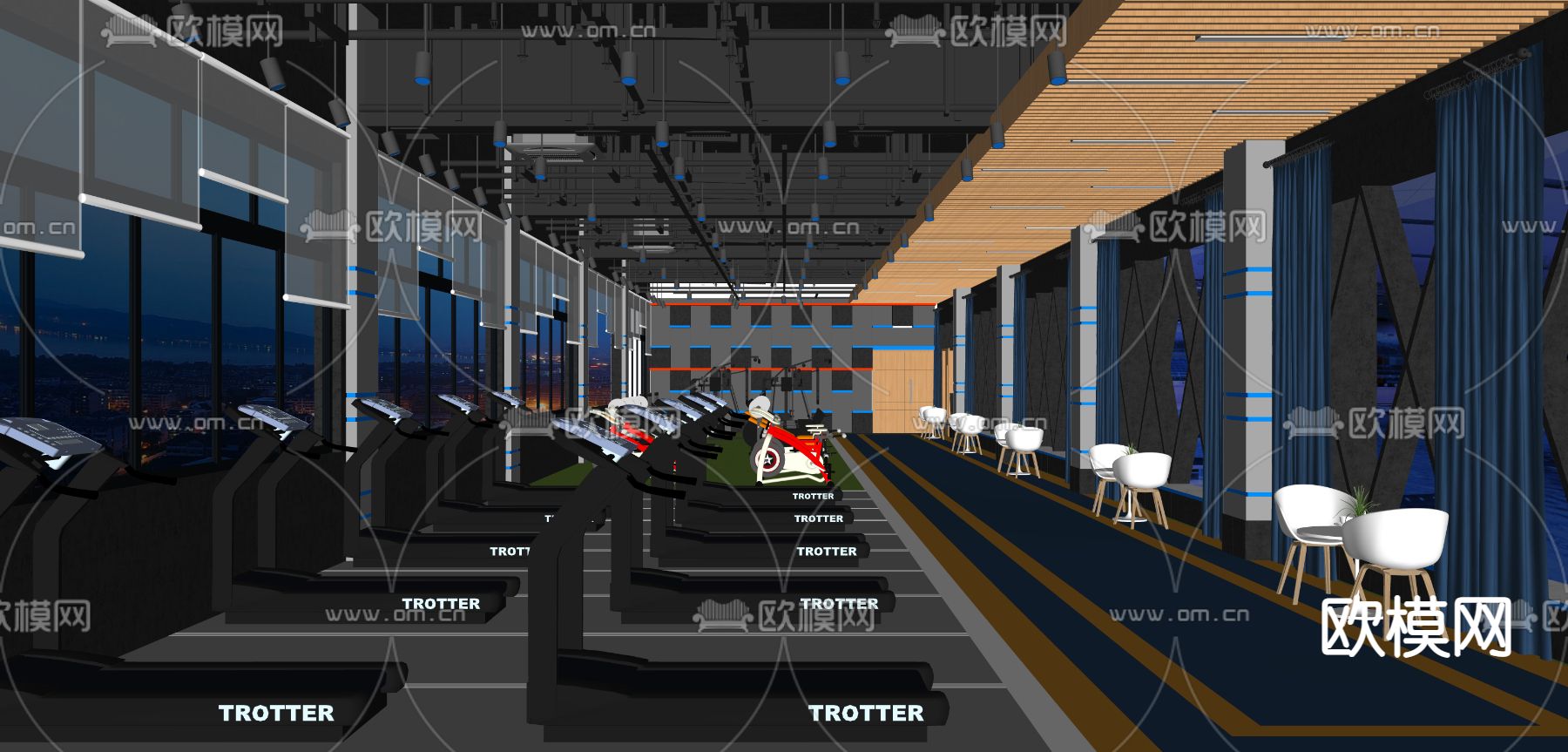 现代健身房su模型下载（渲染图2）
