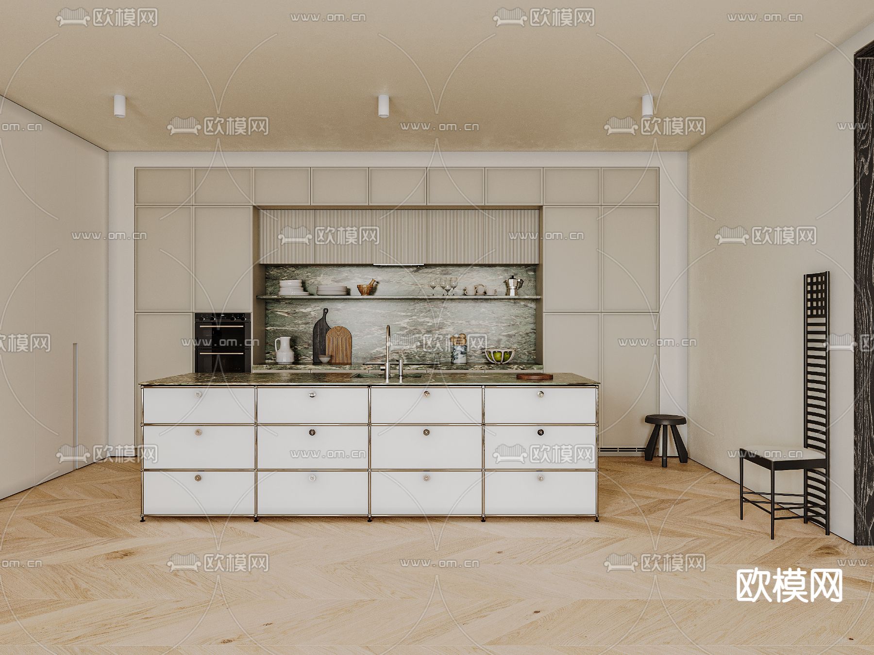 侘寂风客餐厅3d模型下载（渲染图5）