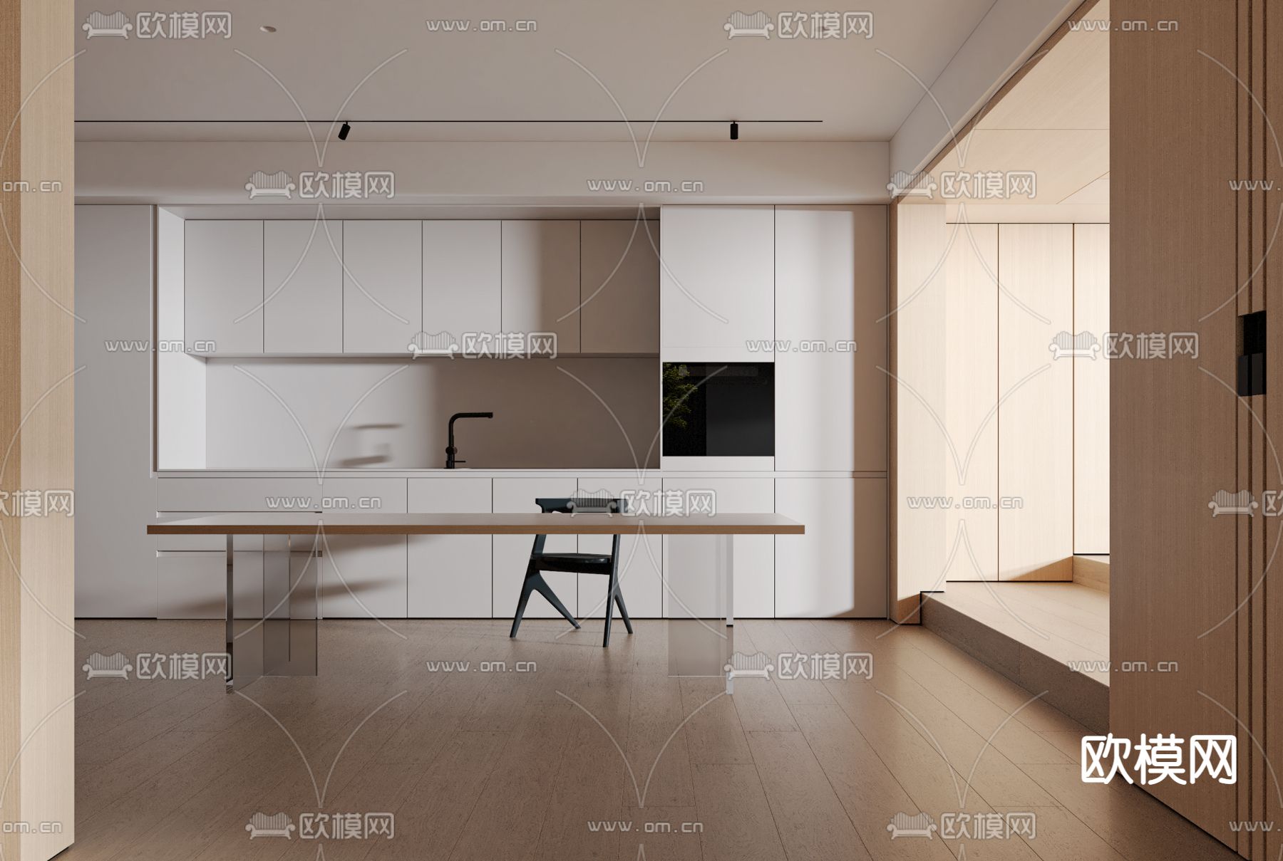 现代极简书房su模型下载_ID12173225_sketchup模型下载-欧模网