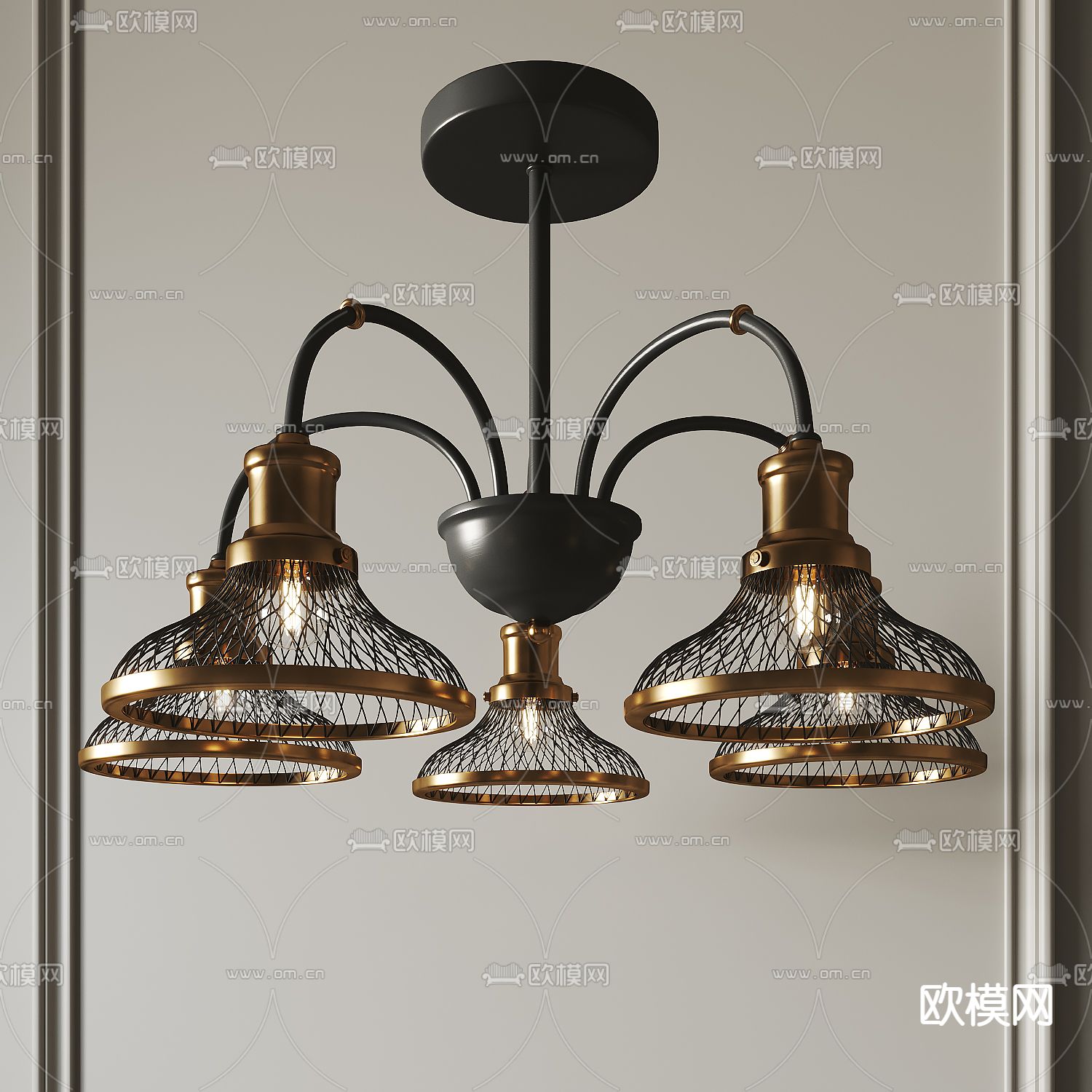 工业风金属吊灯3d模型下载