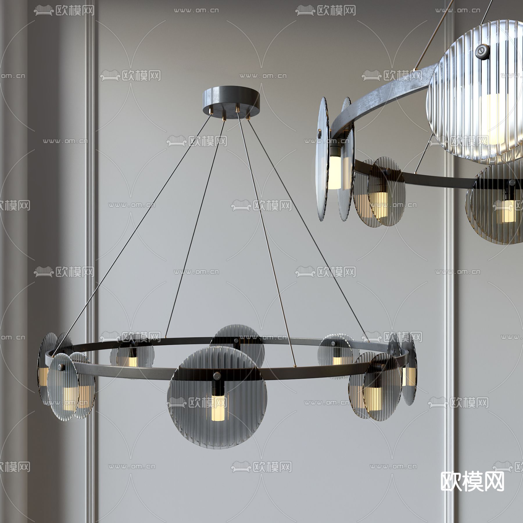 现代环形吊灯3d模型下载_ID12178102_3dmax免费模型-欧模网