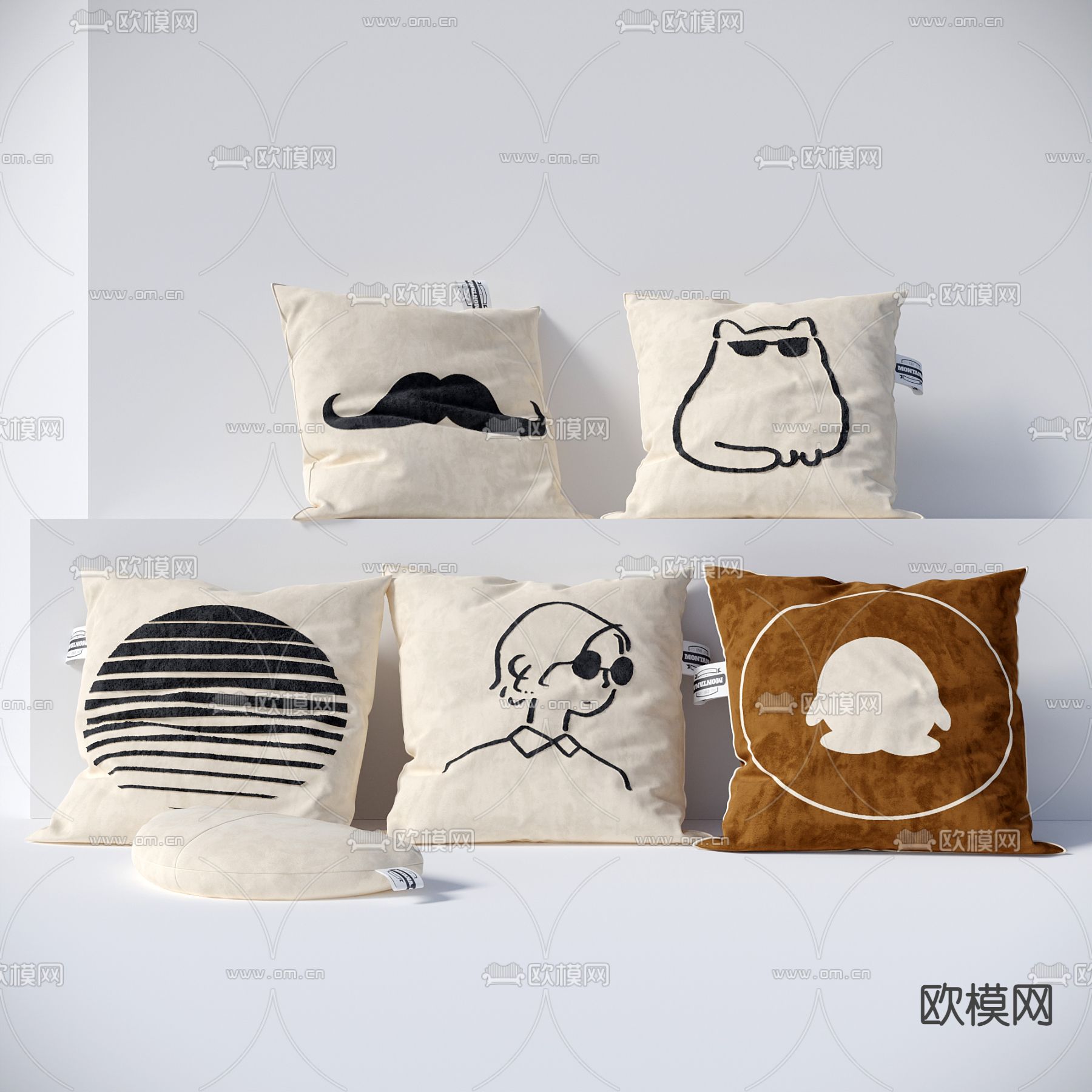 奶油风抱枕 靠枕3d模型下载