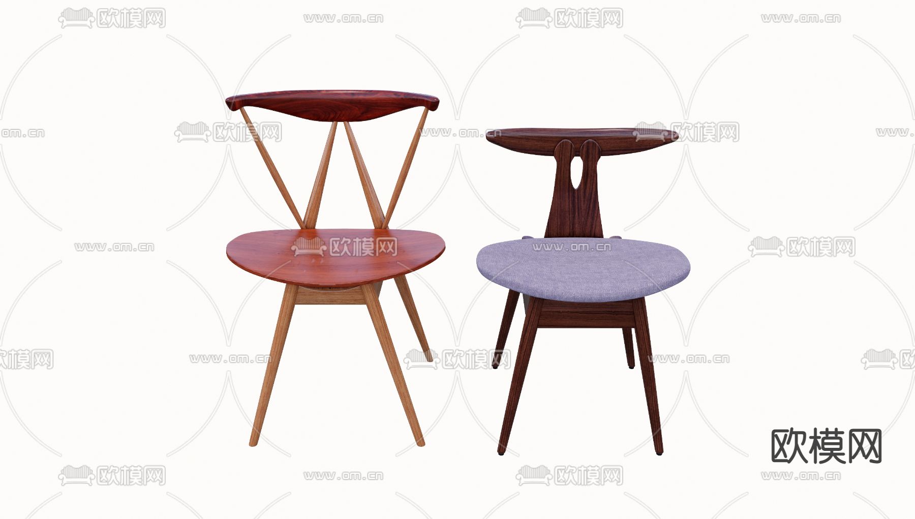 美式单椅 餐椅su模型下载（渲染图1）