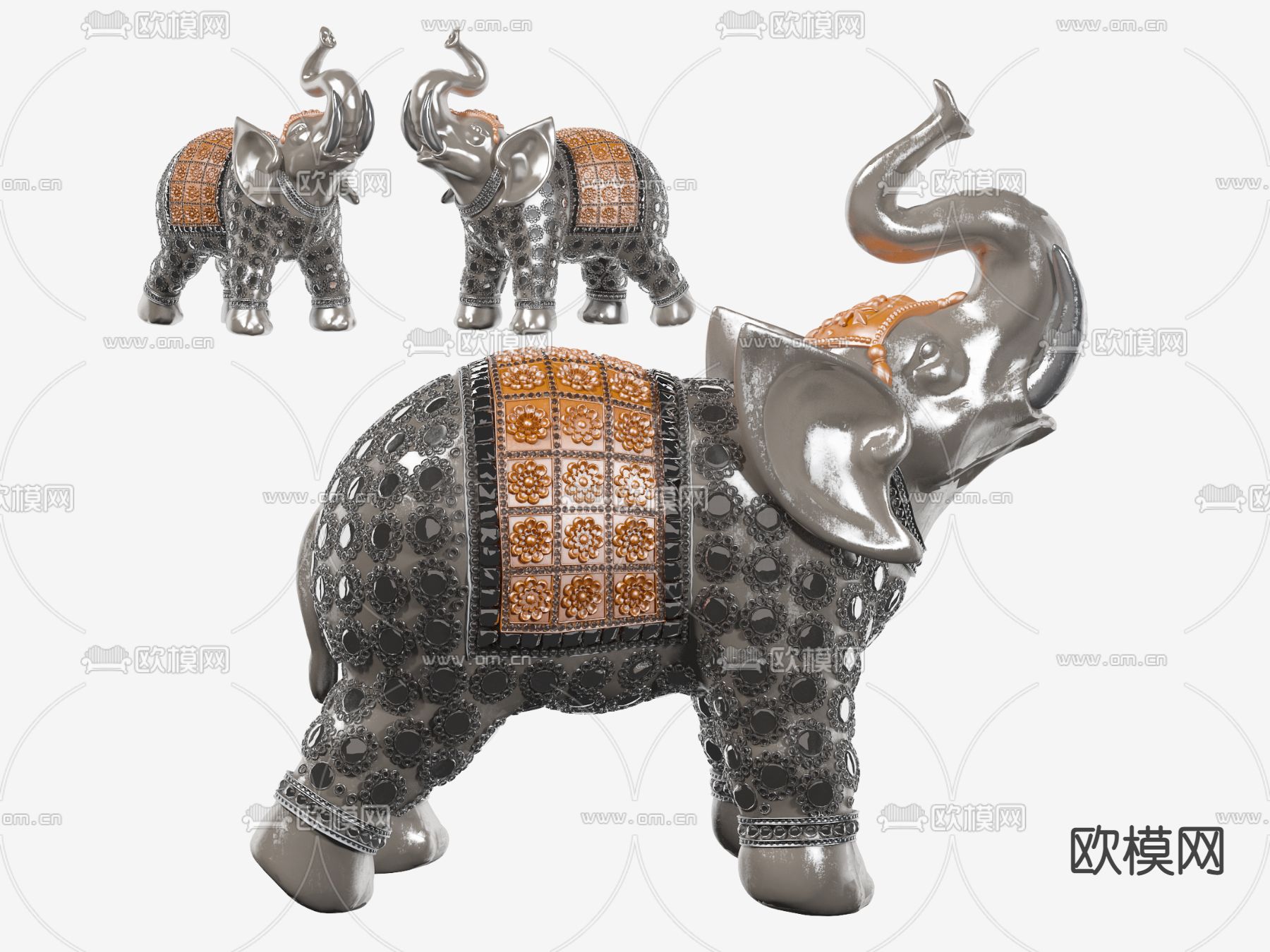 东南亚大象雕塑摆件3d模型下载