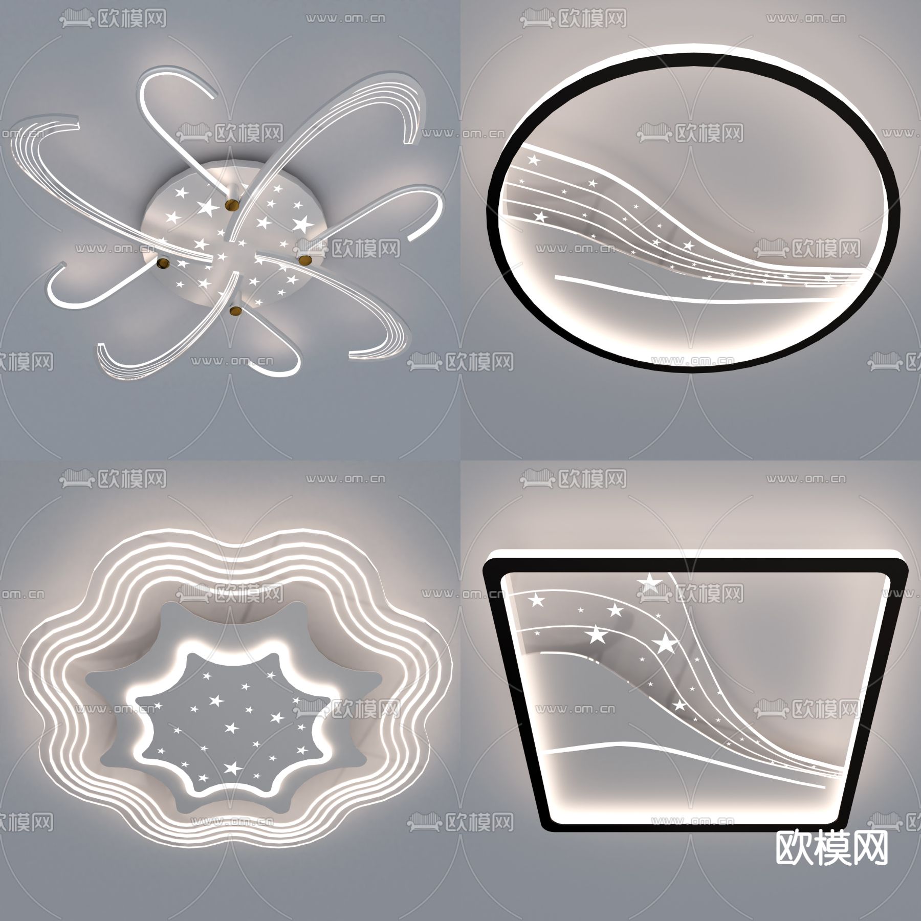 简约吸顶灯3d模型下载