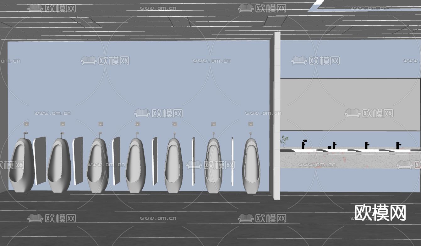 现代公共卫生间su模型