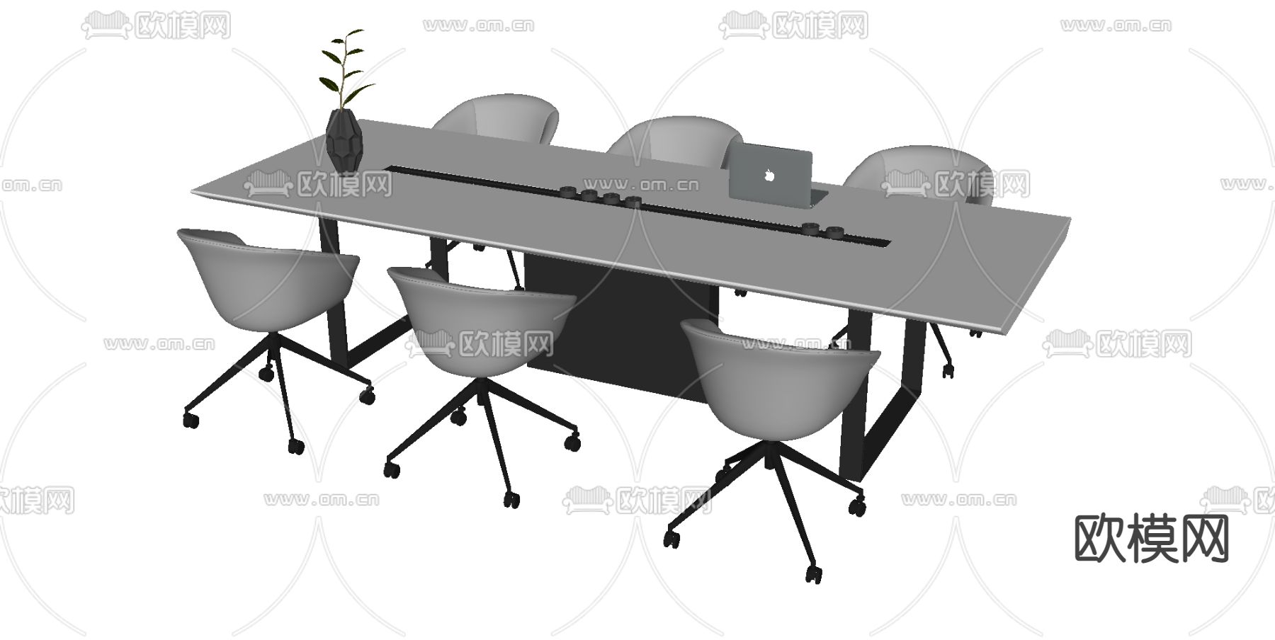 现代小型会议桌su模型下载（渲染图2）