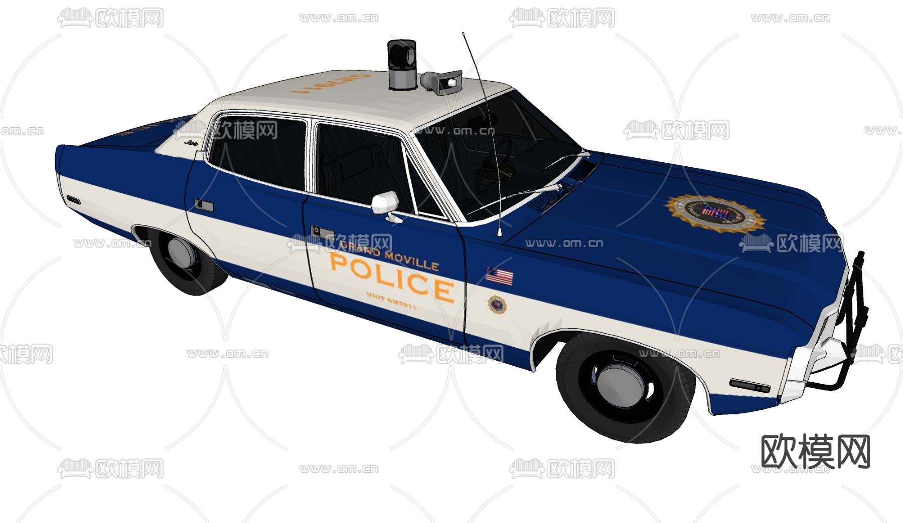 警用汽车 警车su模型下载（渲染图2）