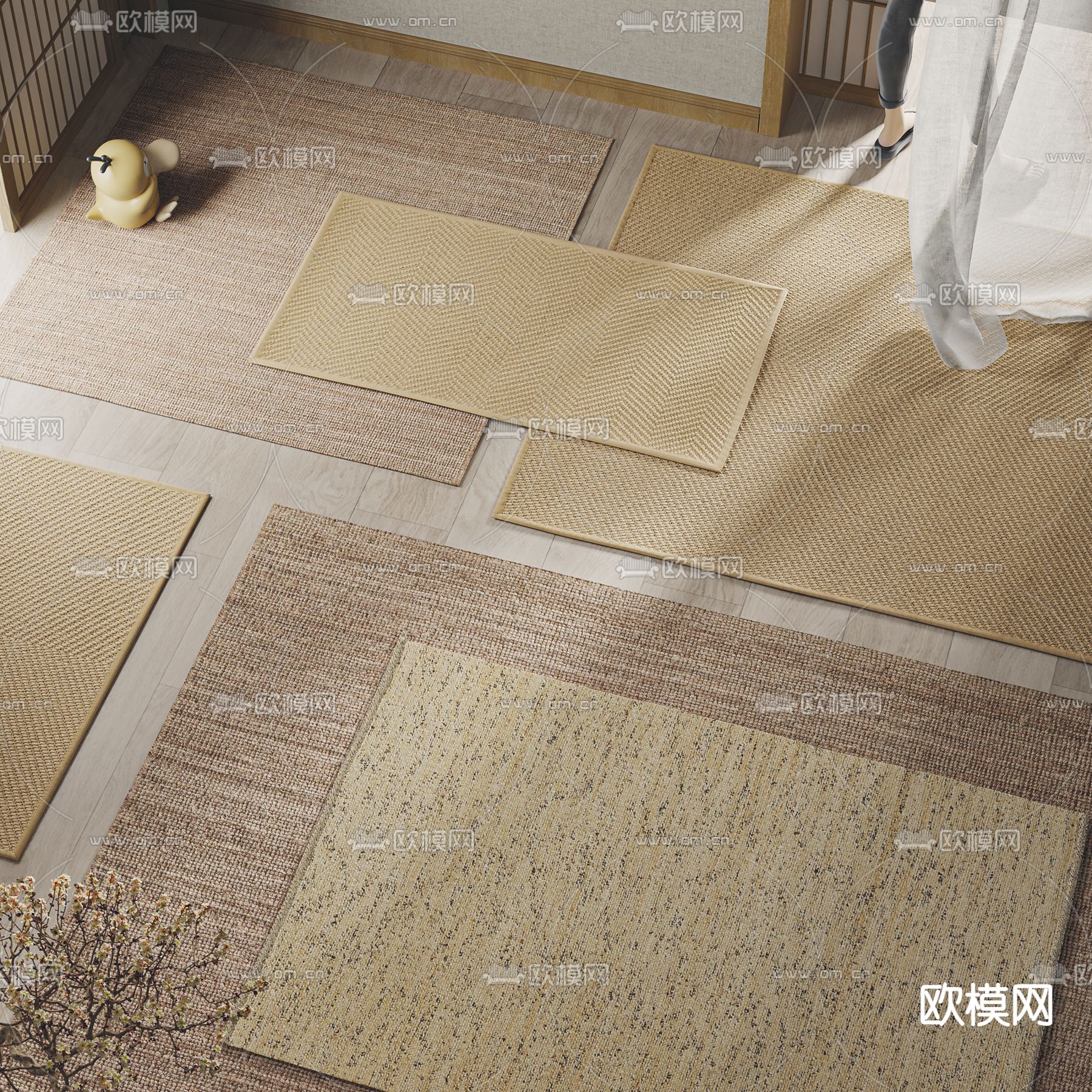 日式编织地毯3d模型