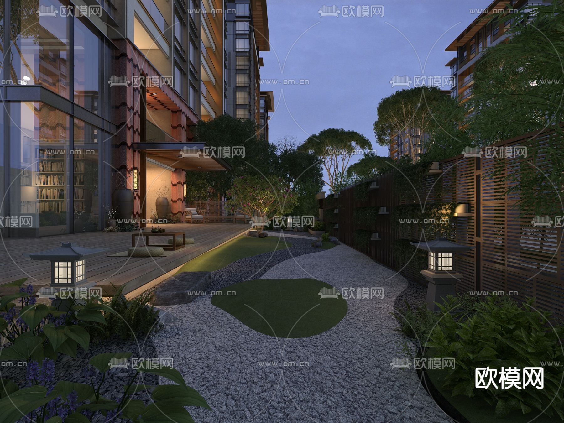 禅意庭院3d模型下载