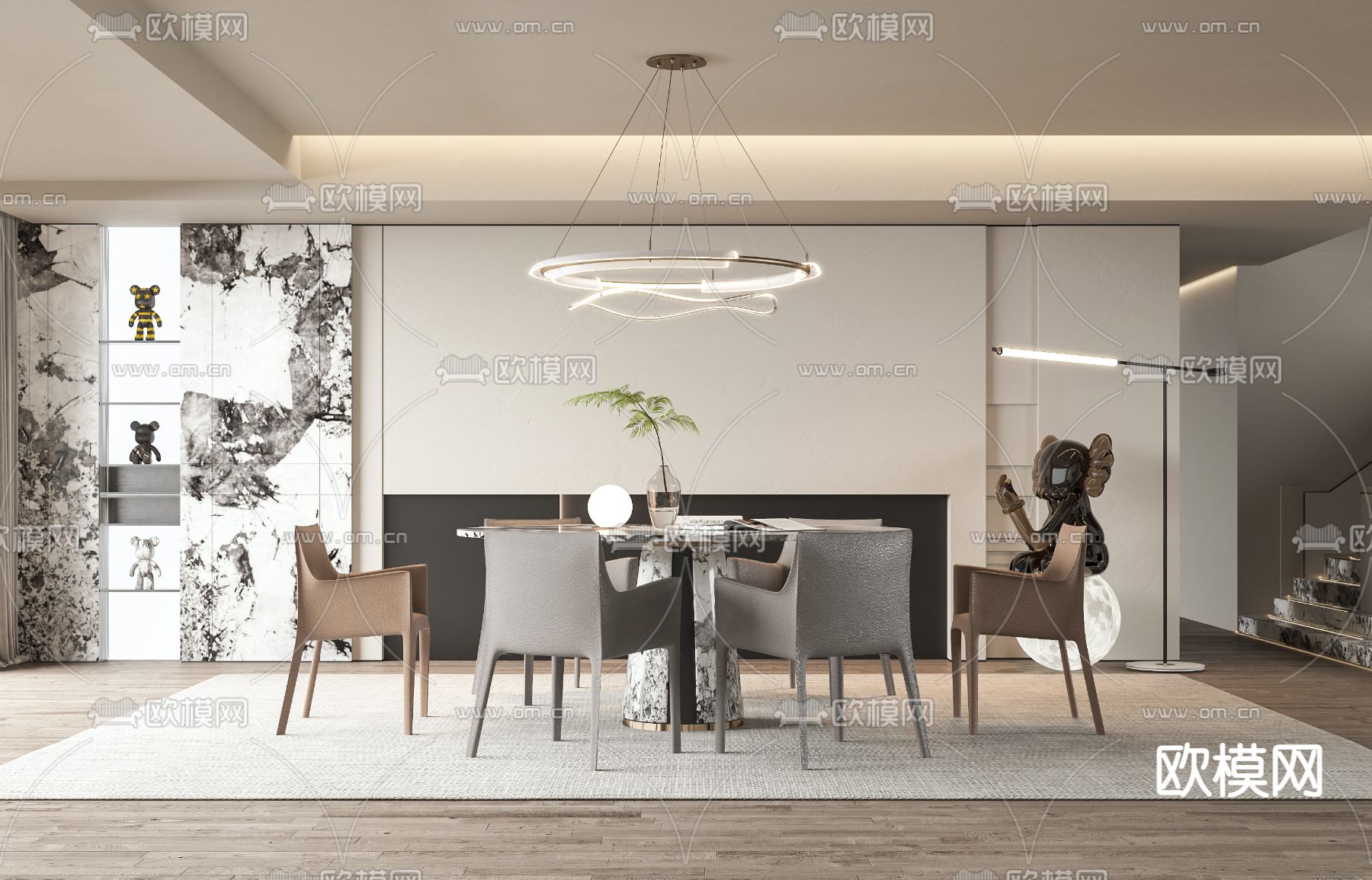 侘寂餐厅3d模型下载