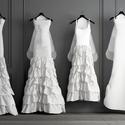  现代婚纱 礼服su模型 