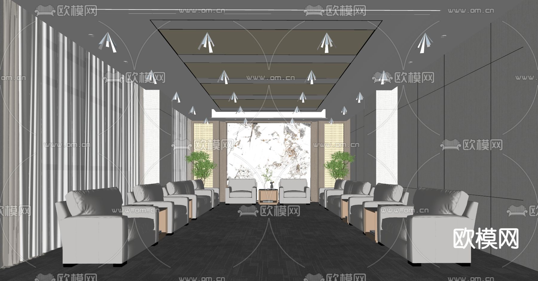 现代贵宾接待室 会客厅su模型