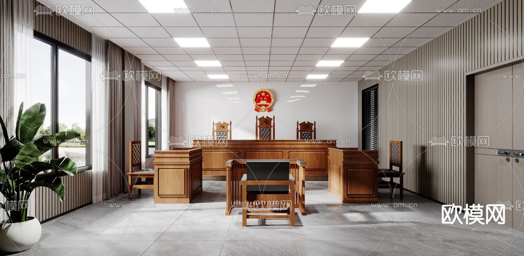 现代法院审判庭 法庭3d模型下载_ID12176939_3dmax免费模型-欧模网