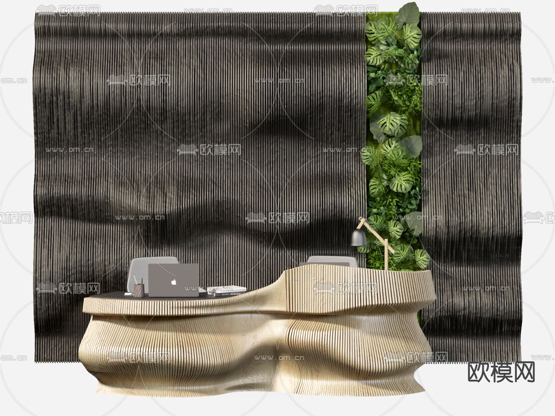 弧形前台 接待台3d模型下载