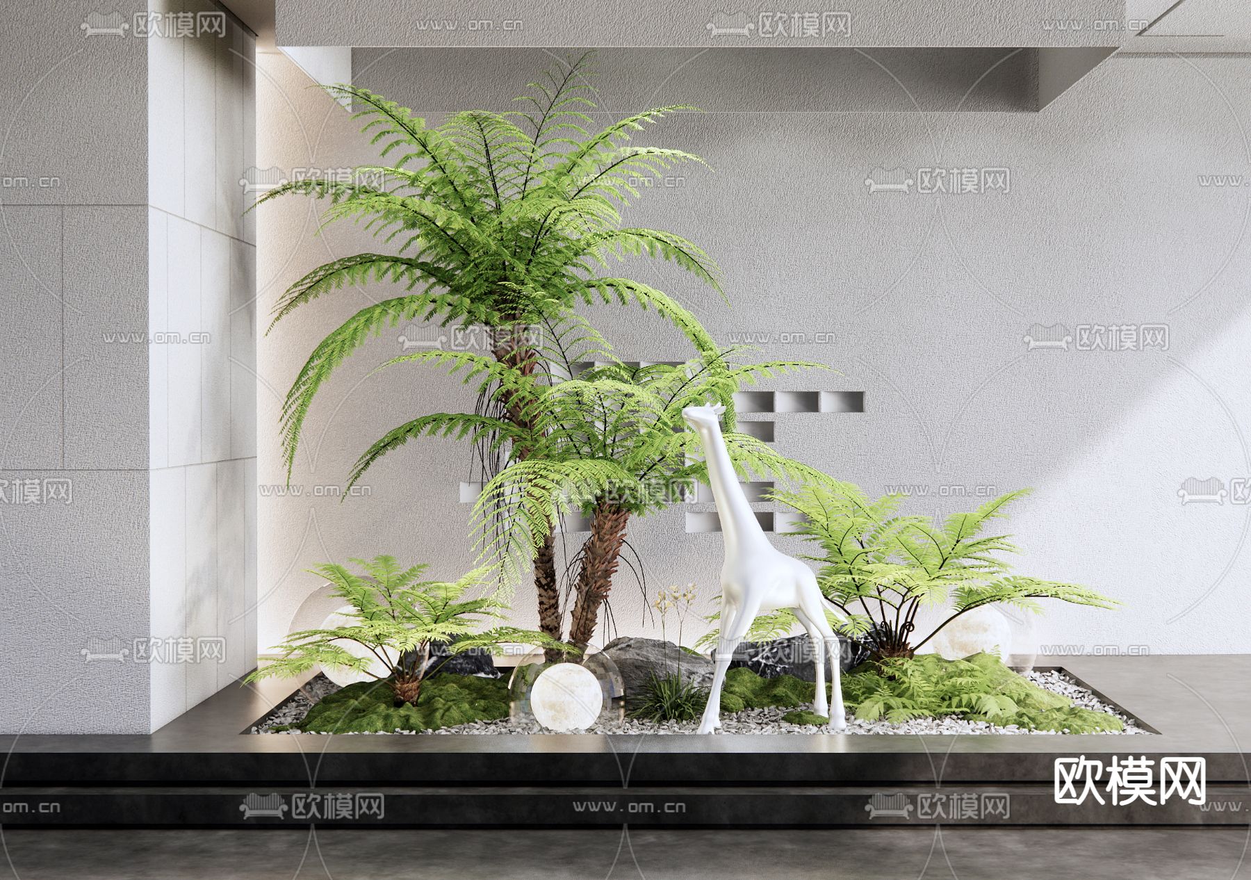 长颈鹿 绿植植物造景3d模型下载_ID12173635_3dmax免费模型-欧模网