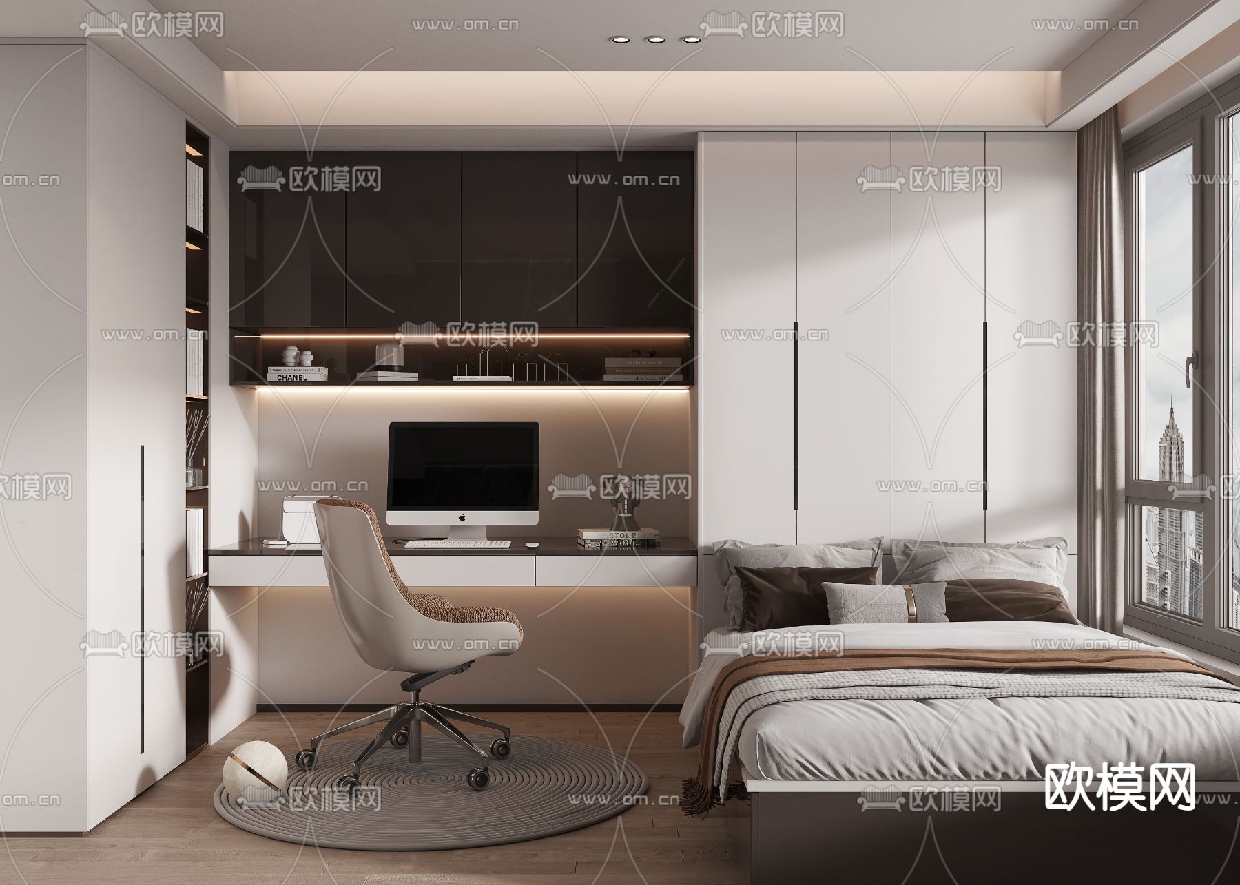 现代榻榻米卧室3d模型下载