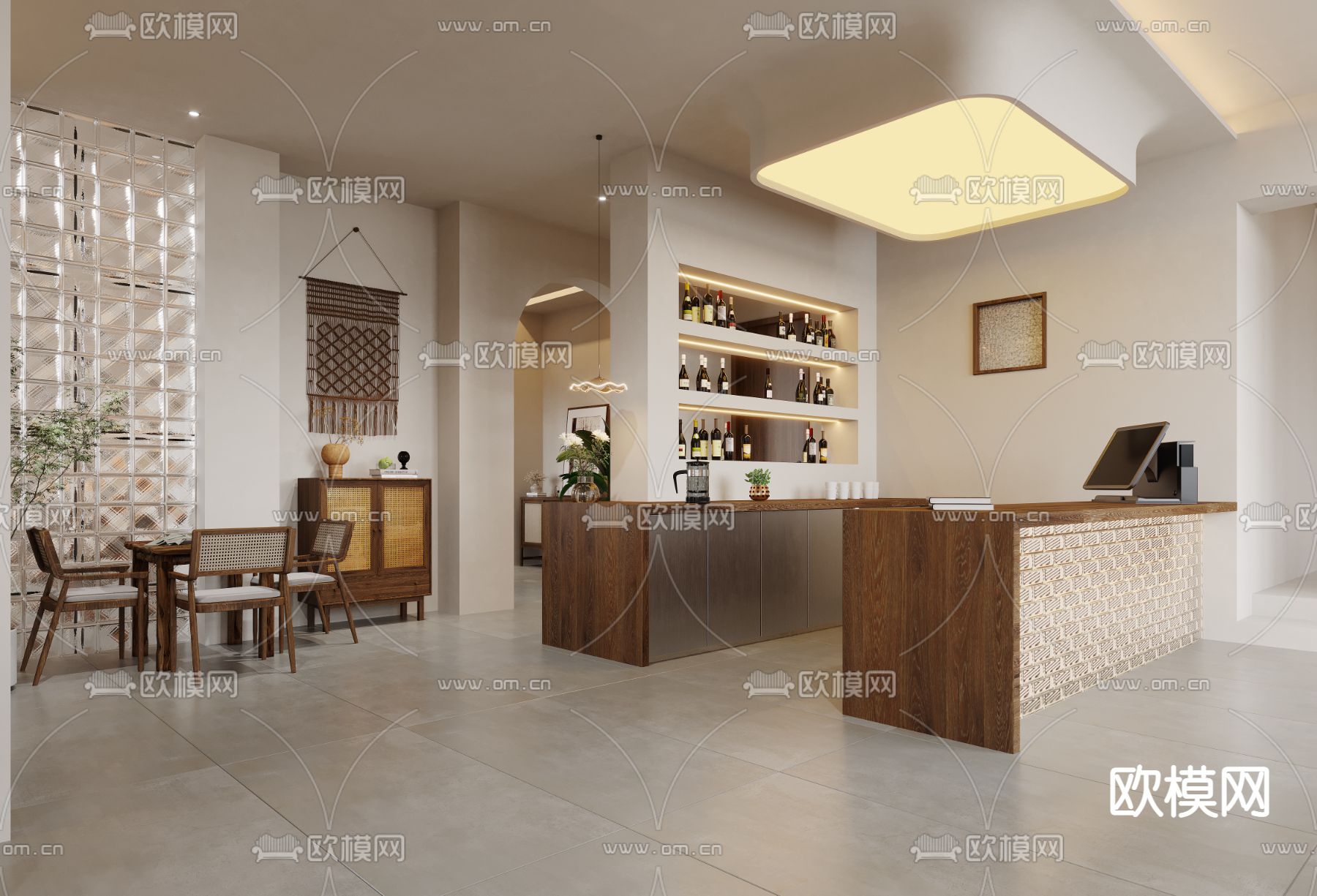 侘寂风西餐厅3d模型下载（渲染图9）