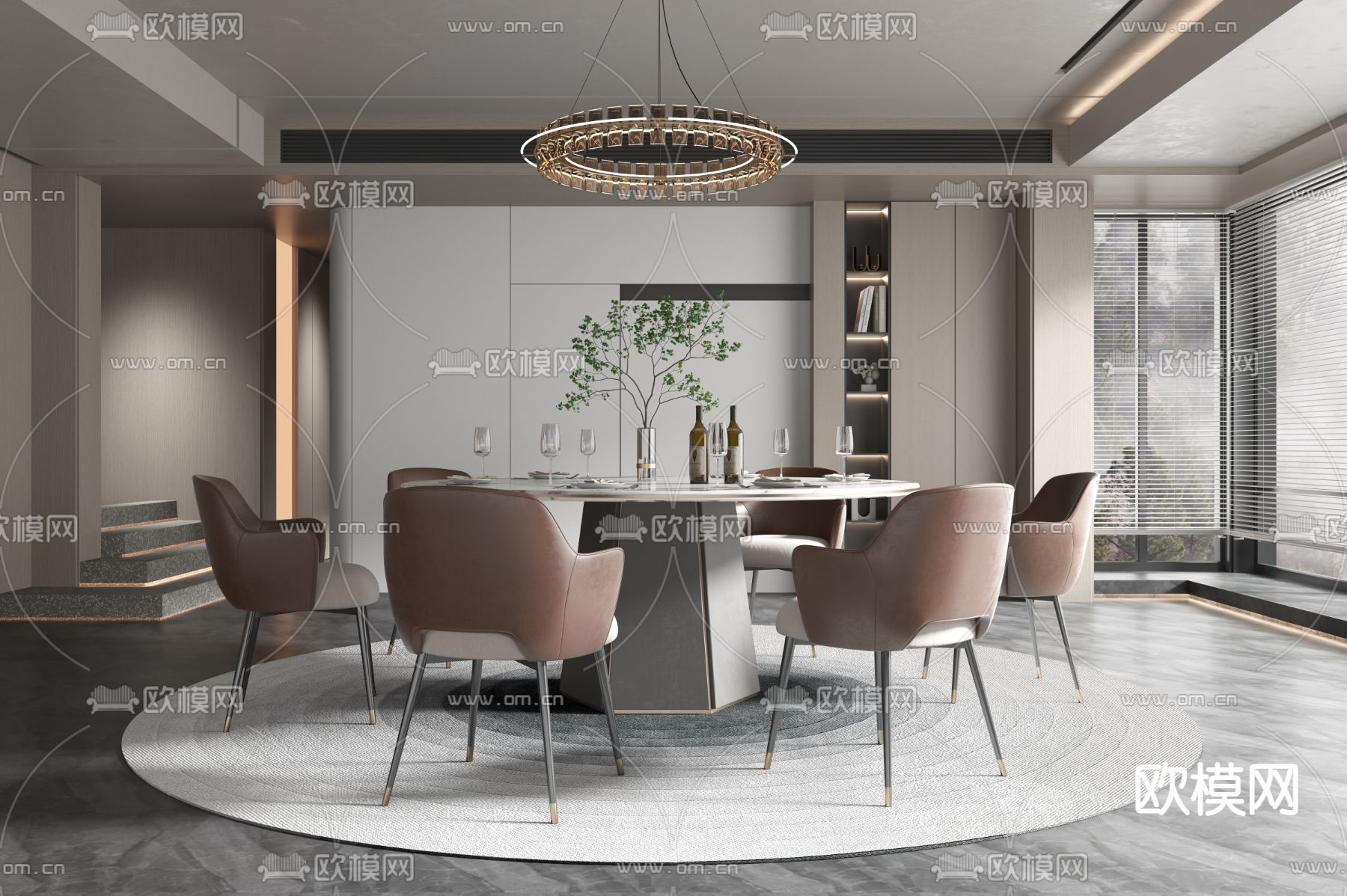 现代餐厅3d模型下载_ID12178469_3dmax免费模型-欧模网