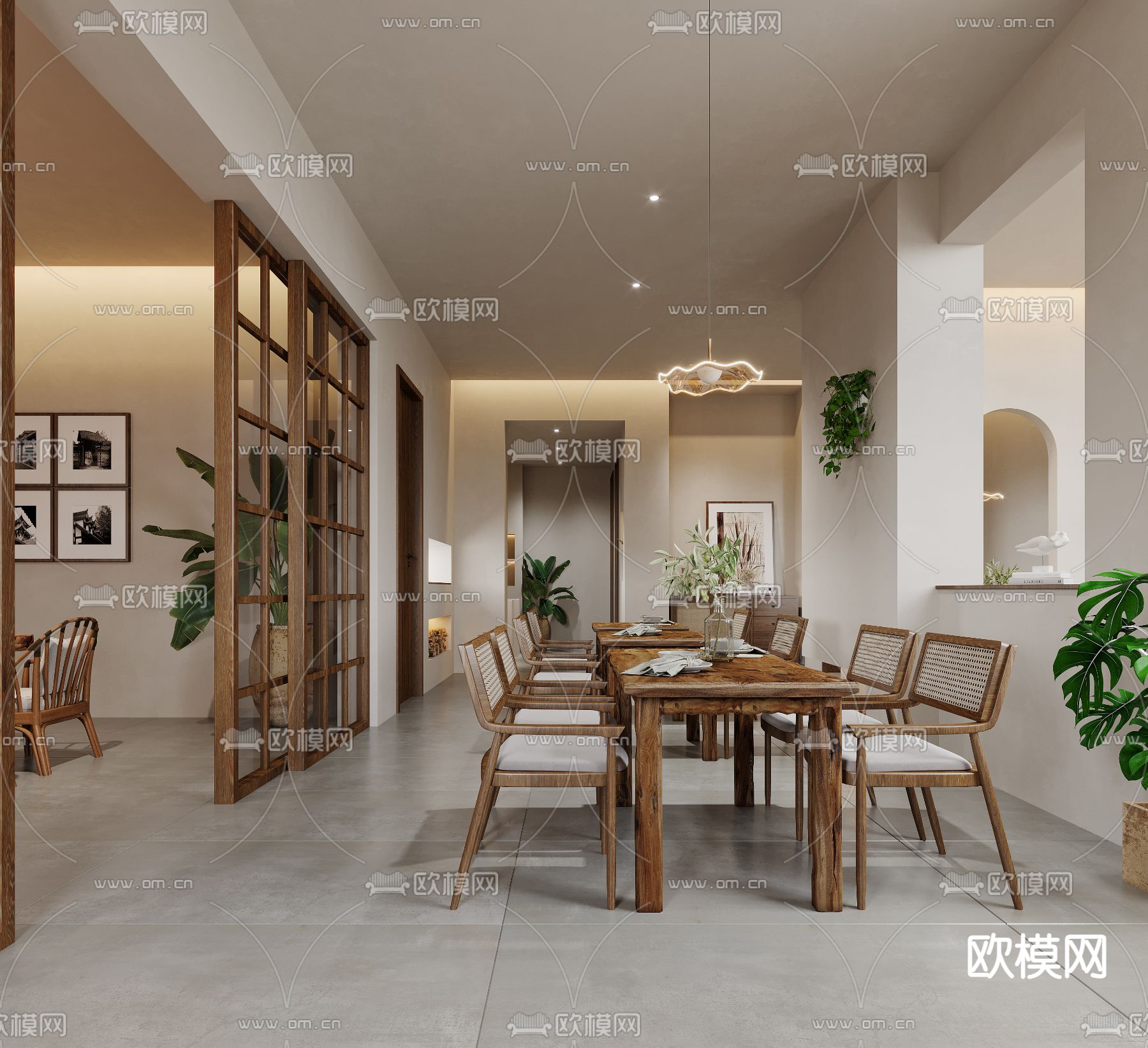 侘寂风西餐厅3d模型下载（渲染图6）