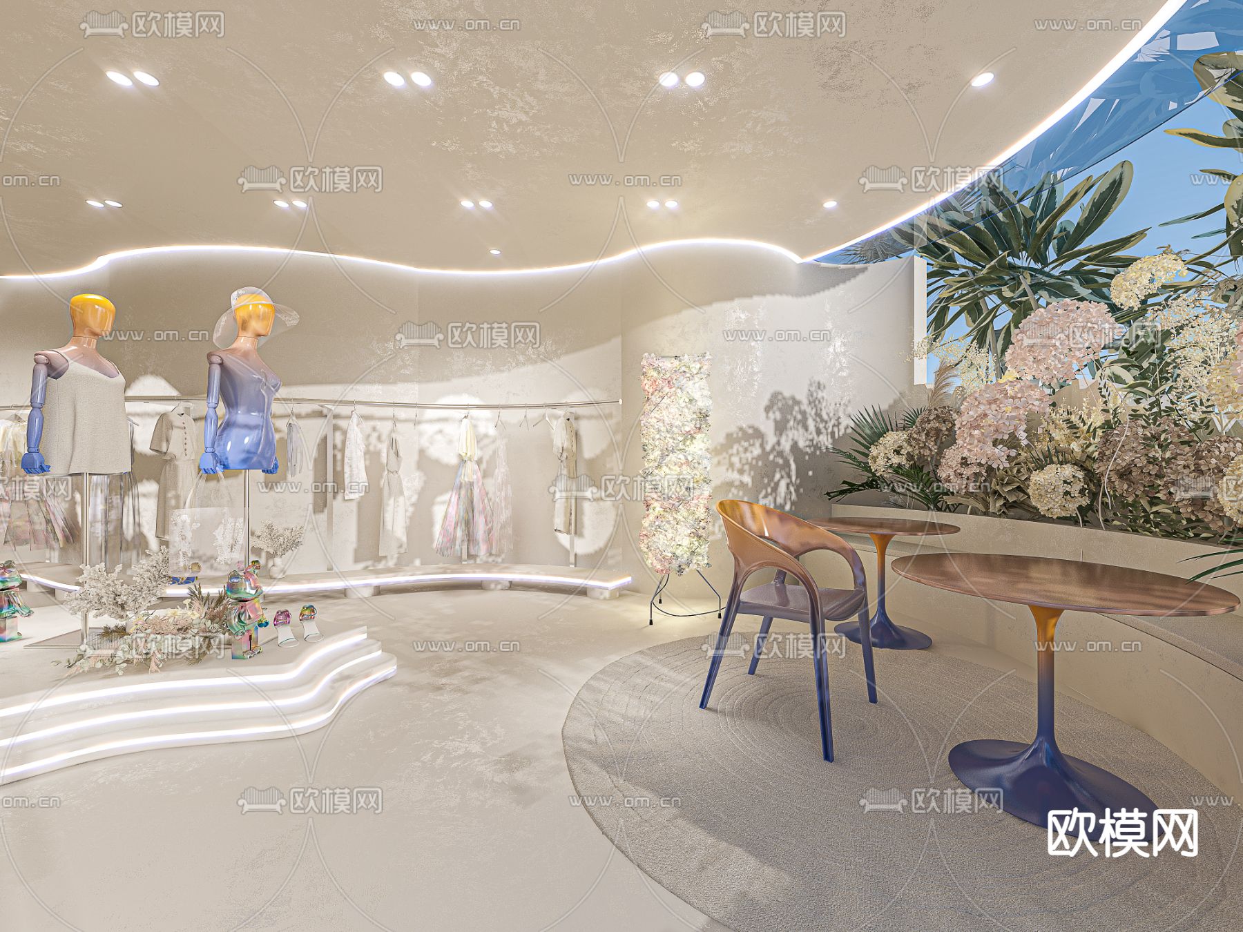 奶油风服装店 女装店3d模型下载_ID12175482_3dmax免费模型-欧模网