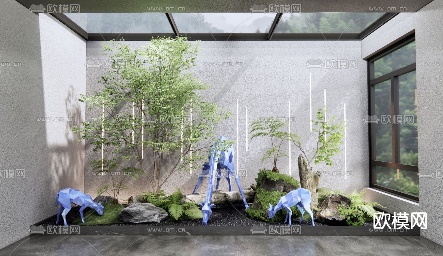 现代室内绿植造景3d模型下载_ID12173641_3dmax免费模型-欧模网