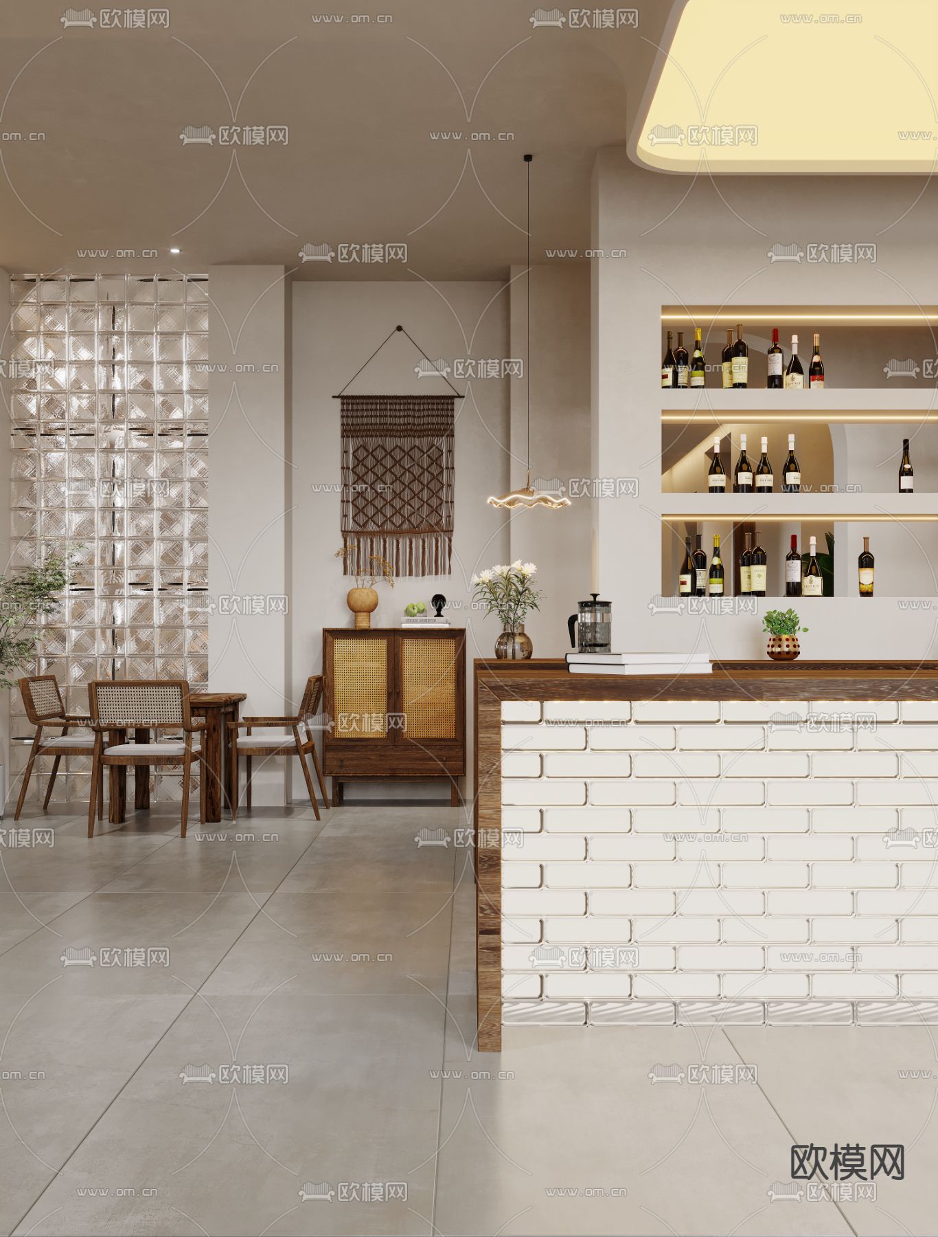 侘寂风西餐厅3d模型下载（渲染图8）