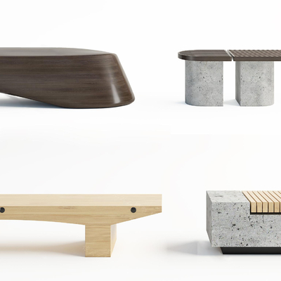  现代户外休闲座椅长椅su模型 