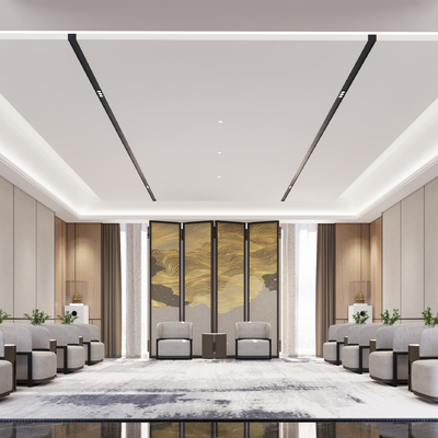  新中式贵宾接待室su模型 