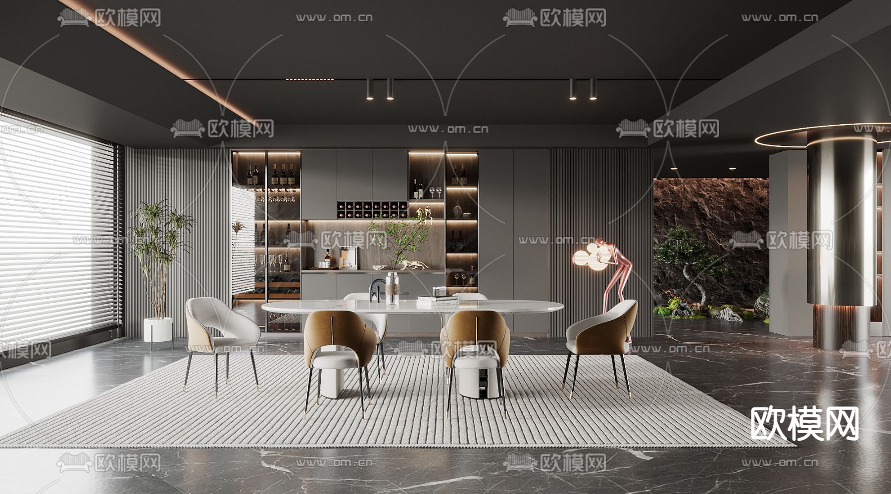 暗黑风餐厅3d模型下载