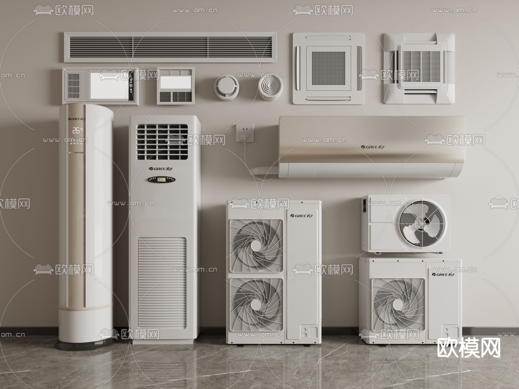 中央空调 空调外机 出风口3d模型下载